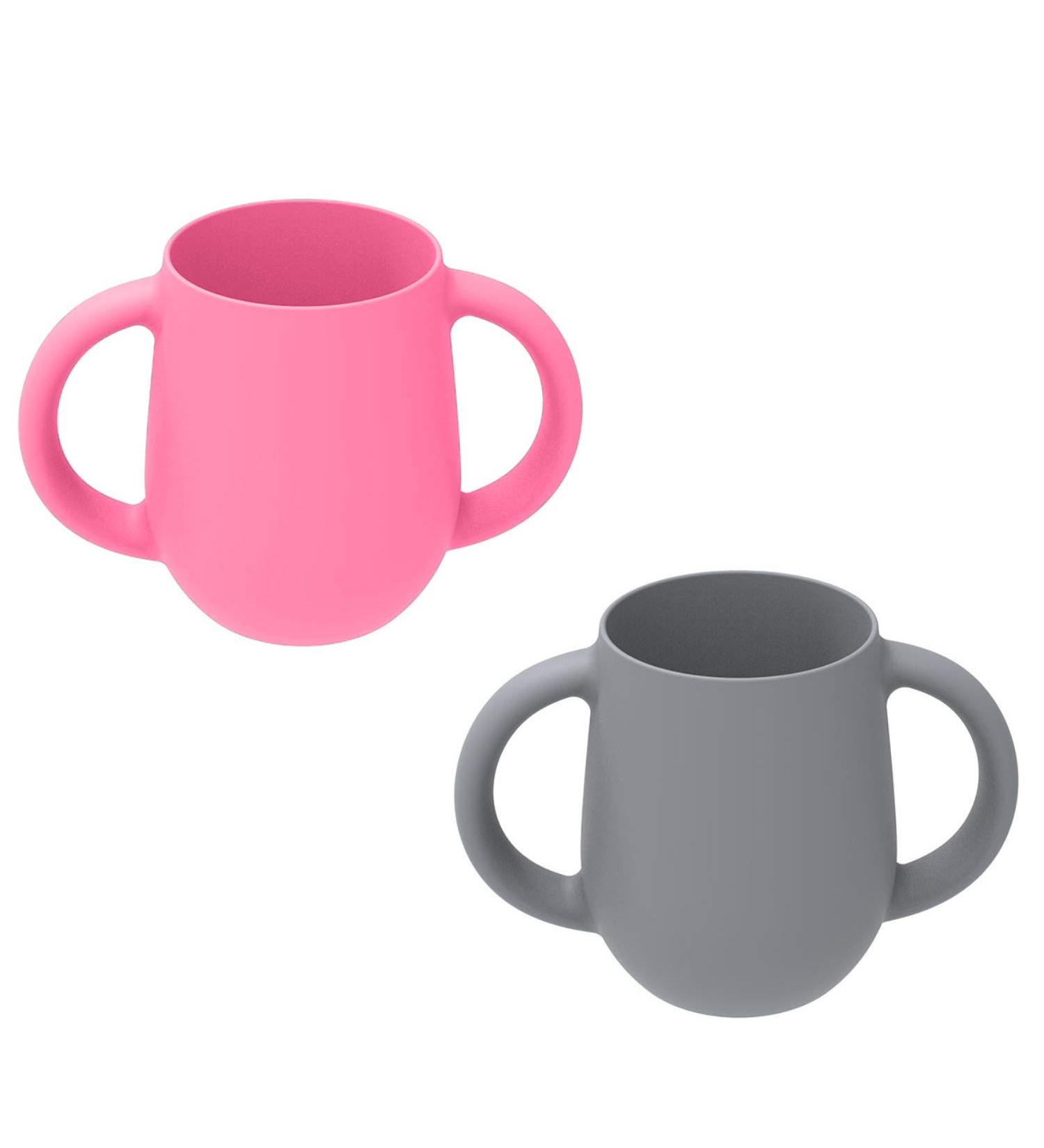 Silikong Tiny Cups (2 oz) for Toddlers - 100% Food-Grade Silicone | Baby Led Weaning Tools - 2 Pack (Pink/Gray) - Buy Online on GoSupps.com