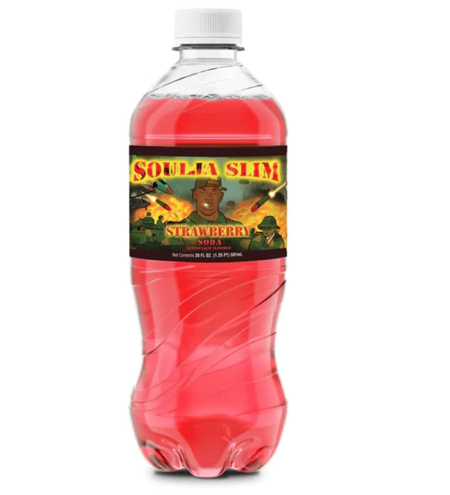 1 Bottle x Exotic Pop Soulja Slim Strawberry Soda - 591 mL - Imported From US - Collect The Bottle - Ballers Only