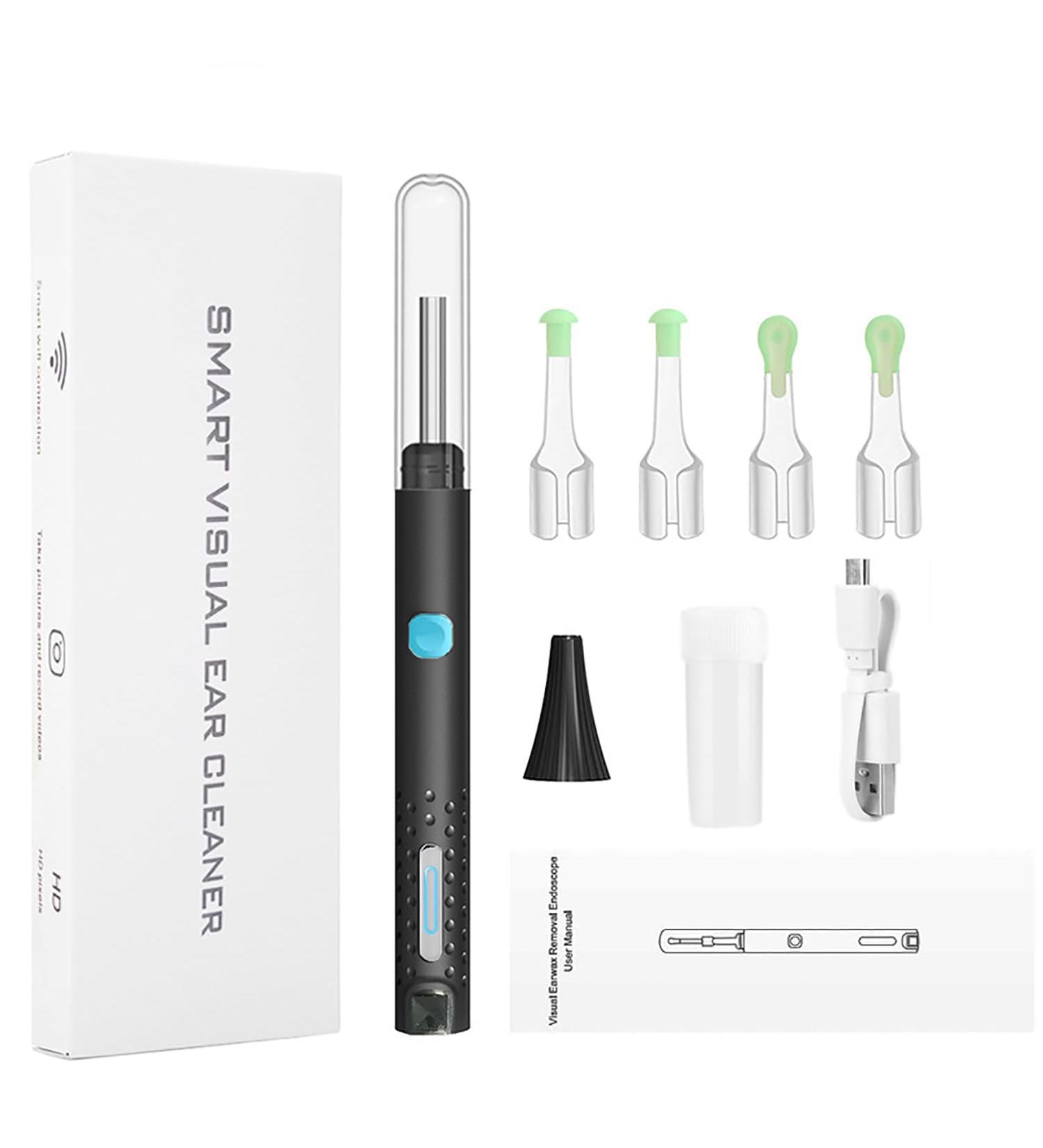 WiFi Ear Wax Removal Kit with Camera | 6 LED Otoscope | IP67 Waterproof | App Control | Suitable for Adults, Kids, Pets | Black - Buy Online on GoSupps.com