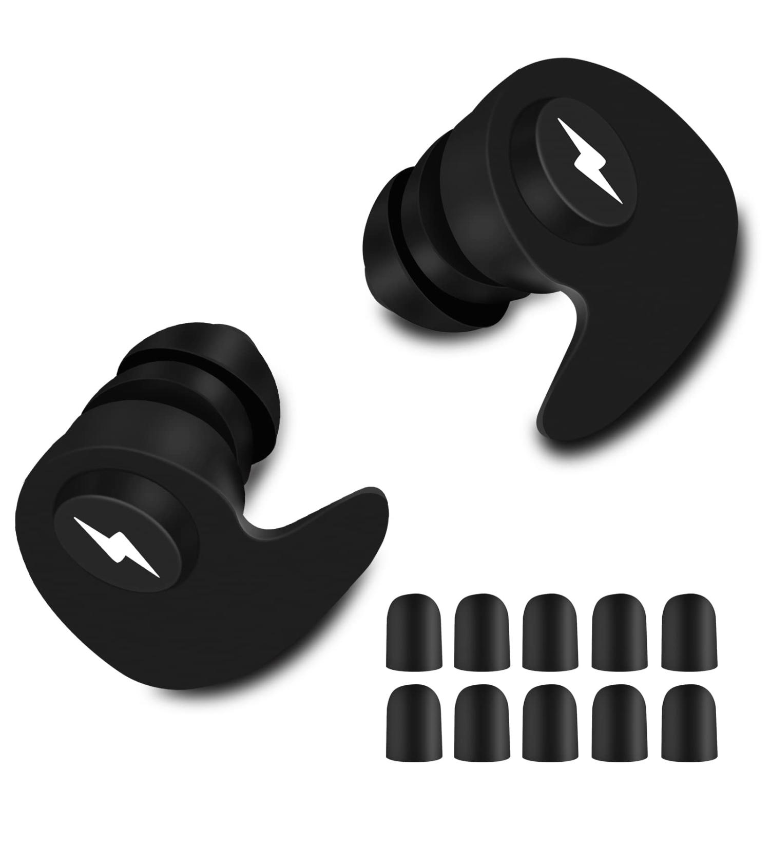 Noise Cancelling Ear Plugs - Super Soft Reusable Silicone for Sleep Work Study & Swimming - Black - Buy Online on GoSupps.com