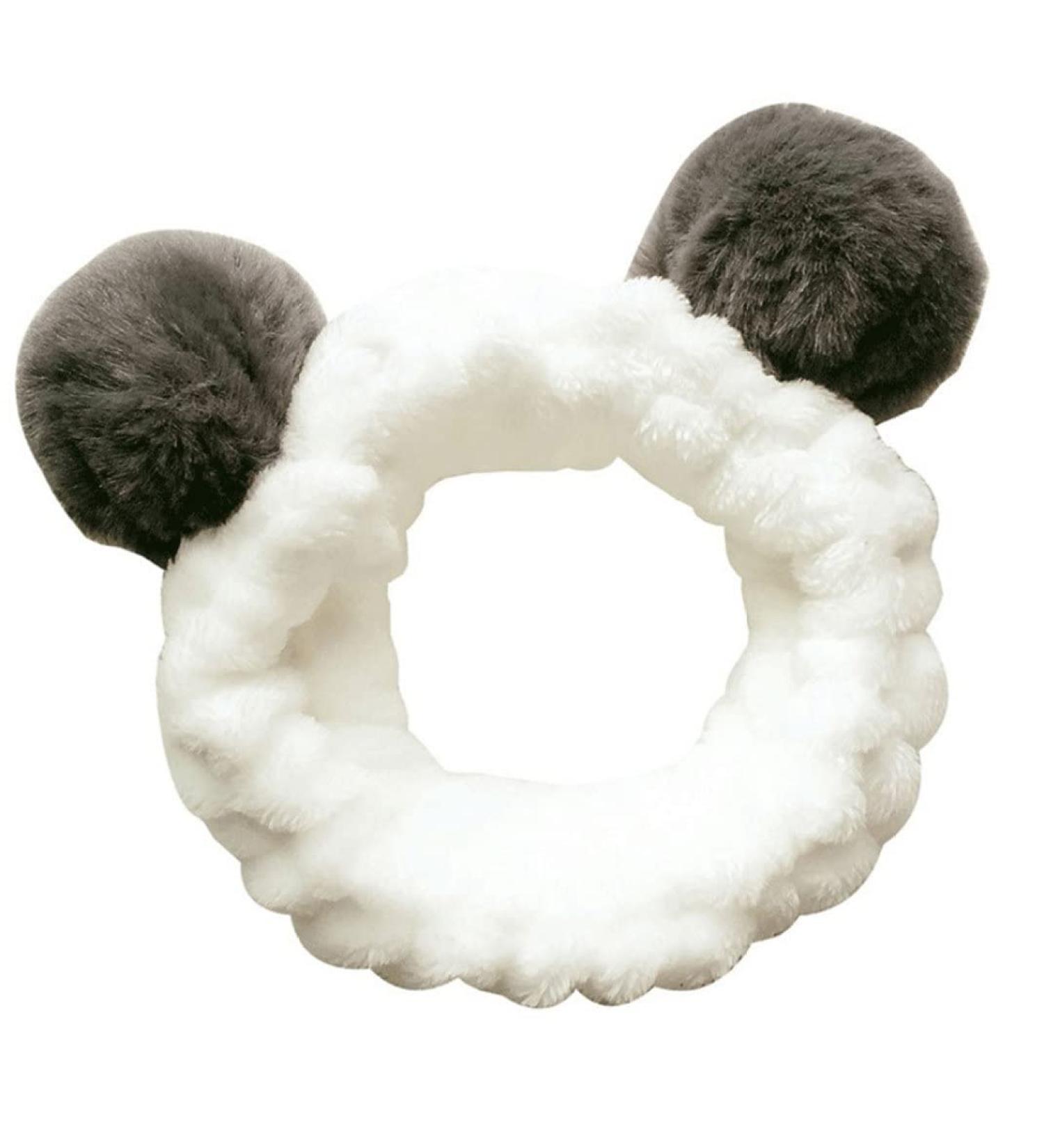Soft Gray Panda Ear Makeup Headband | Elastic Hair Wrap for Women & Girls - Perfect for Face Washing & Shower - Buy Online on GoSupps.com