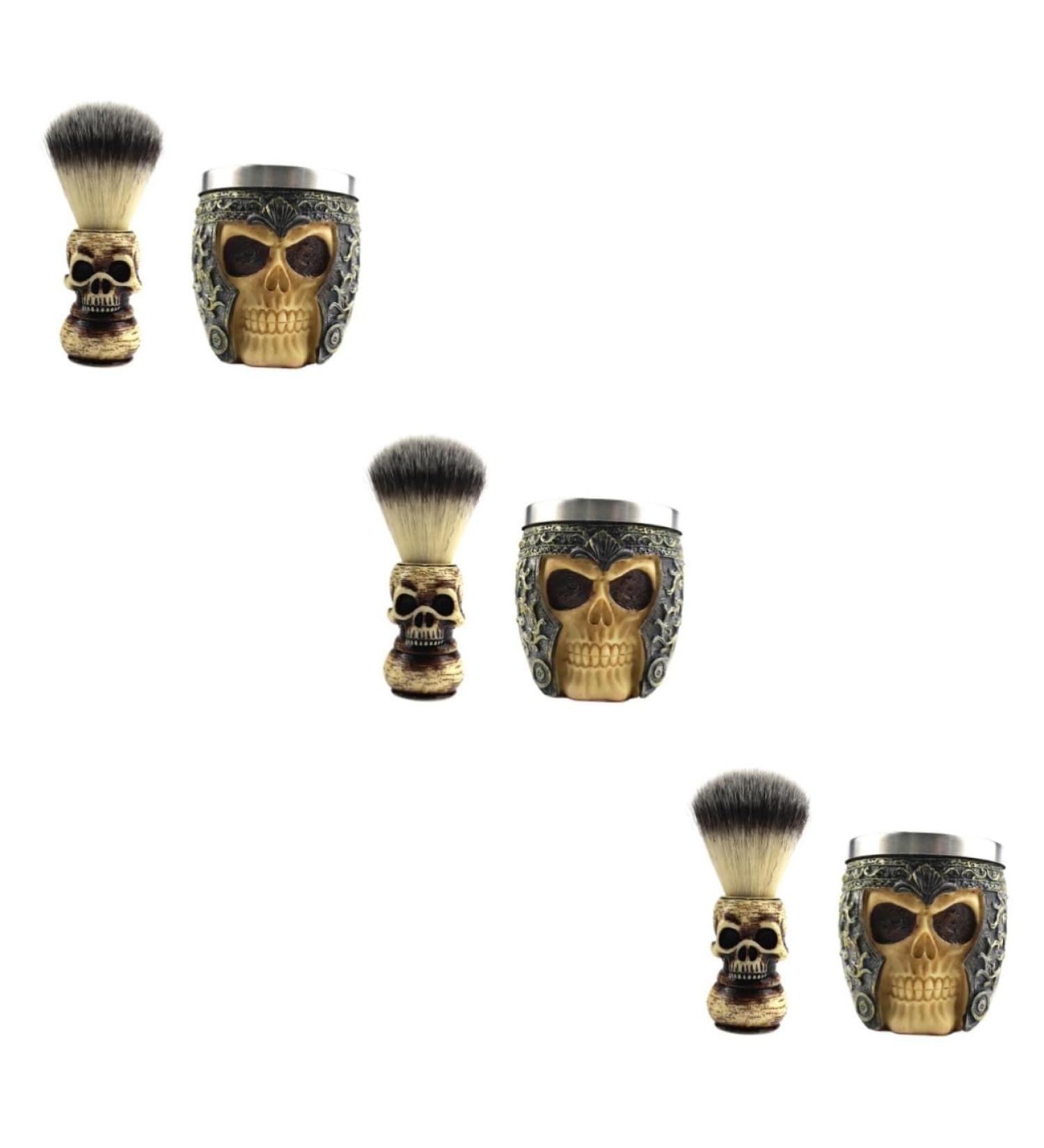 Aboofan 3 Sets Skull Beard Brushes & Facial Cleaning Tools | Durable Shaving Brushes for Men - Buy Online on GoSupps.com