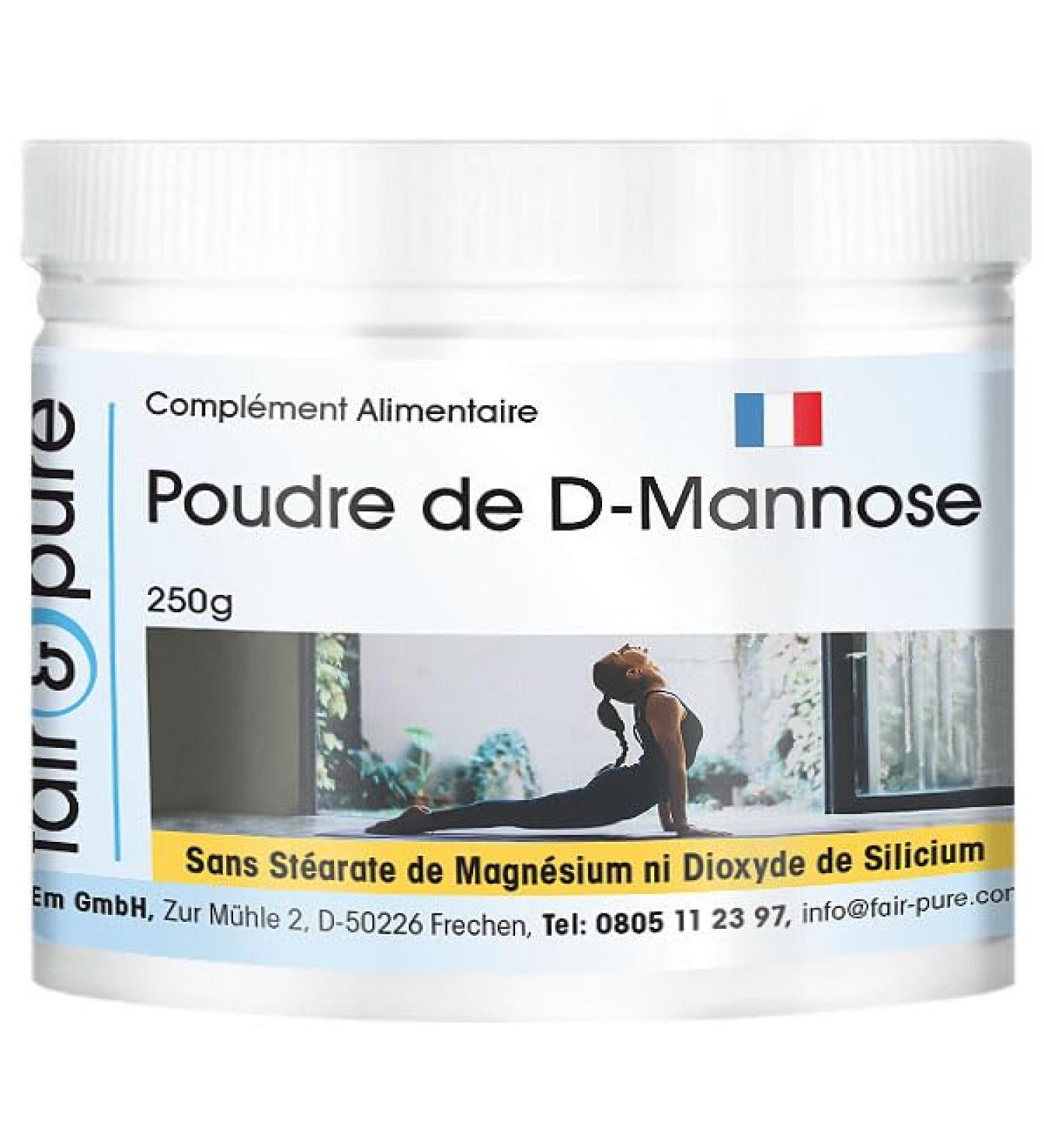 Fair & Pure® - D-Mannose powder 250 g with riboflavin (vitamin B2) - pure, without additives - highly dosed and bioavailable - German quality manufacture
