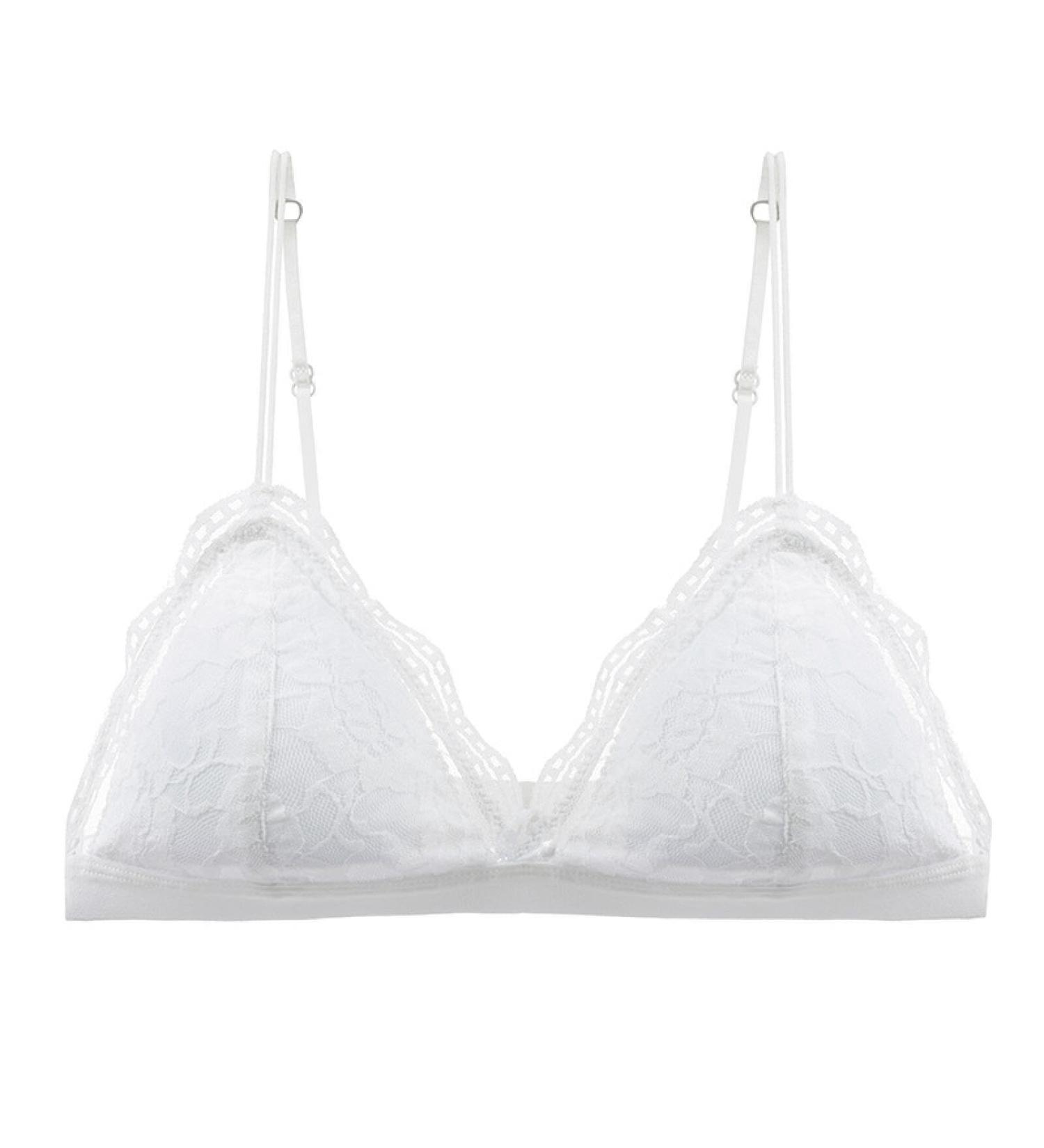 LoRier Women s Lace Bralette - Floral Adjustable Thin Strap V-Neck Wireless Triangle 75A White - International Shipping Available - Buy Online on GoSupps.com