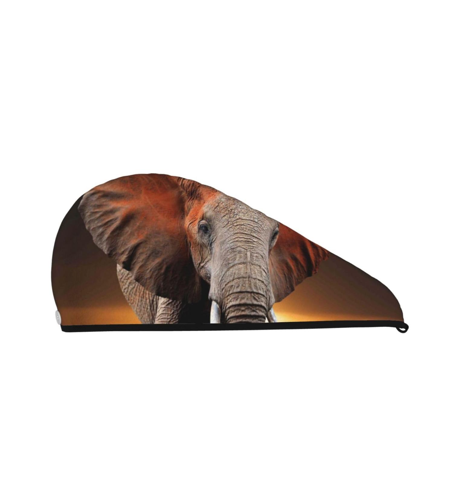 Soft Microfiber Hair Towel Wrap - Elephant Sunset in Kenya | Super Absorbent Coral Velvet Quick Drying Cap for Long Curly & Thick Hair - Buy Online on GoSupps.com