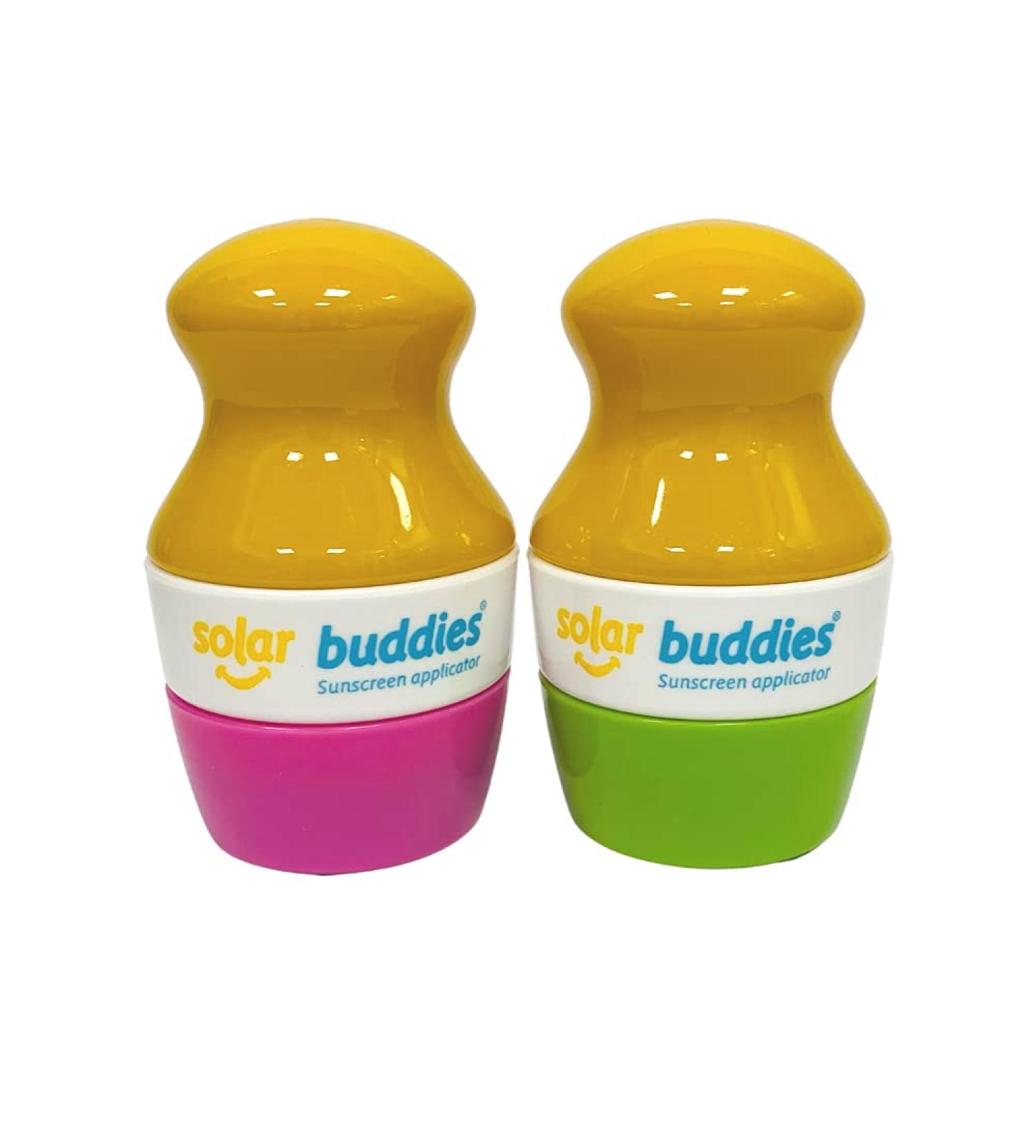 Solar Buddies Refillable Roll-On Sunscreen - Travel Size 100ml for Kids & Adults (PinkGreen) - Buy Online on GoSupps.com