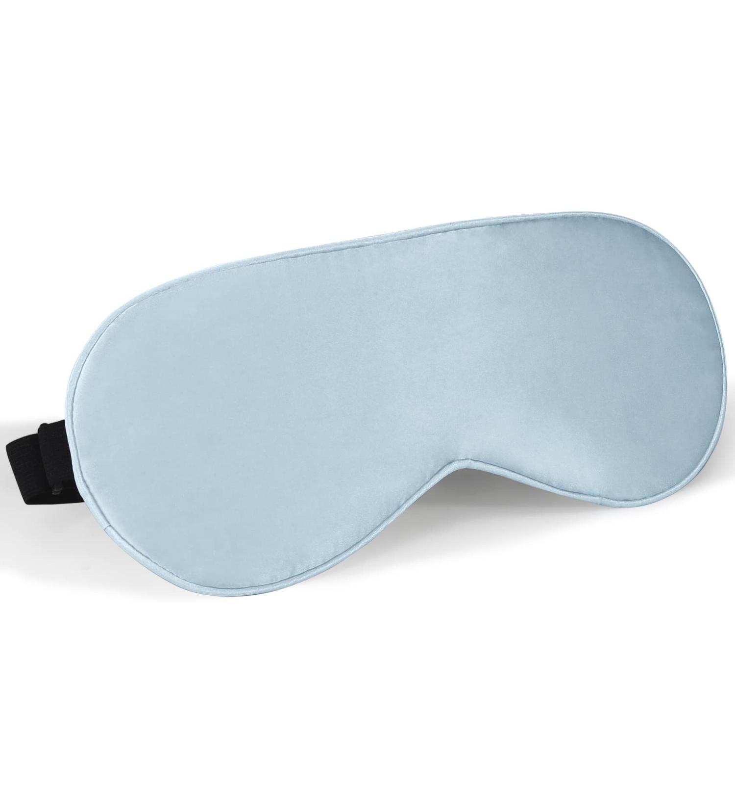 LaCourse Natural Pure Mulberry Silk Kids Eye Mask - Blue | Adjustable Strap | Complete Blackout Sleep Mask for Boys and Girls | Includes Travel Pouch - Buy Online on GoSupps.com