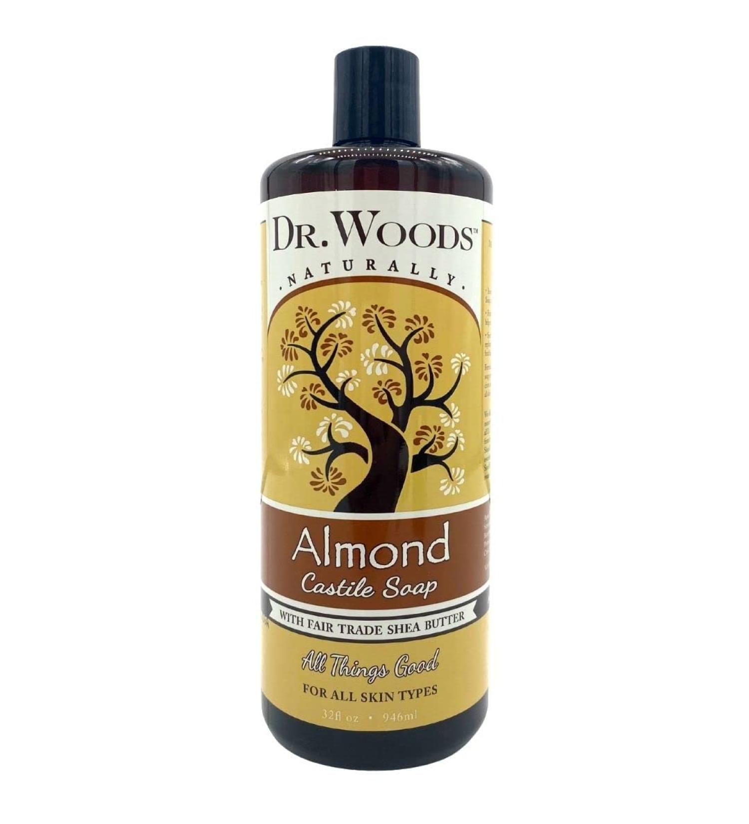Dr. Woods Almond Castile Soap with Fair Trade Shea Butter - 32 fl oz (946 ml) | Natural & Organic Cleanser - Buy Online on GoSupps.com