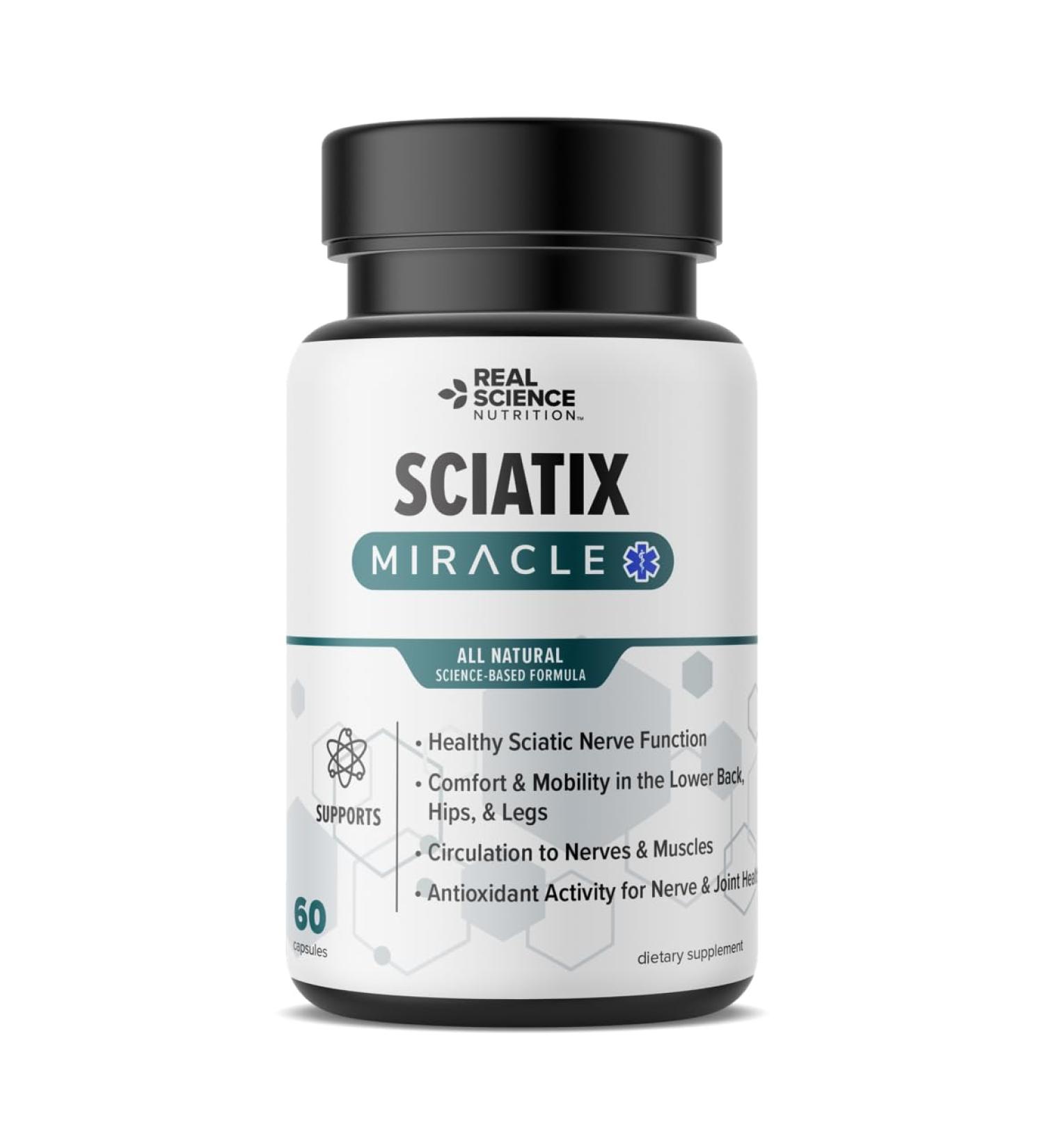 Real Science Nutrition Sciatix Miracle is a Nitric Oxide Supplement for Nerve Health Support Circulation & Mobility Promotes Back Hip & Leg Comfort 60 Capsules - Buy Online on GoSupps.com
