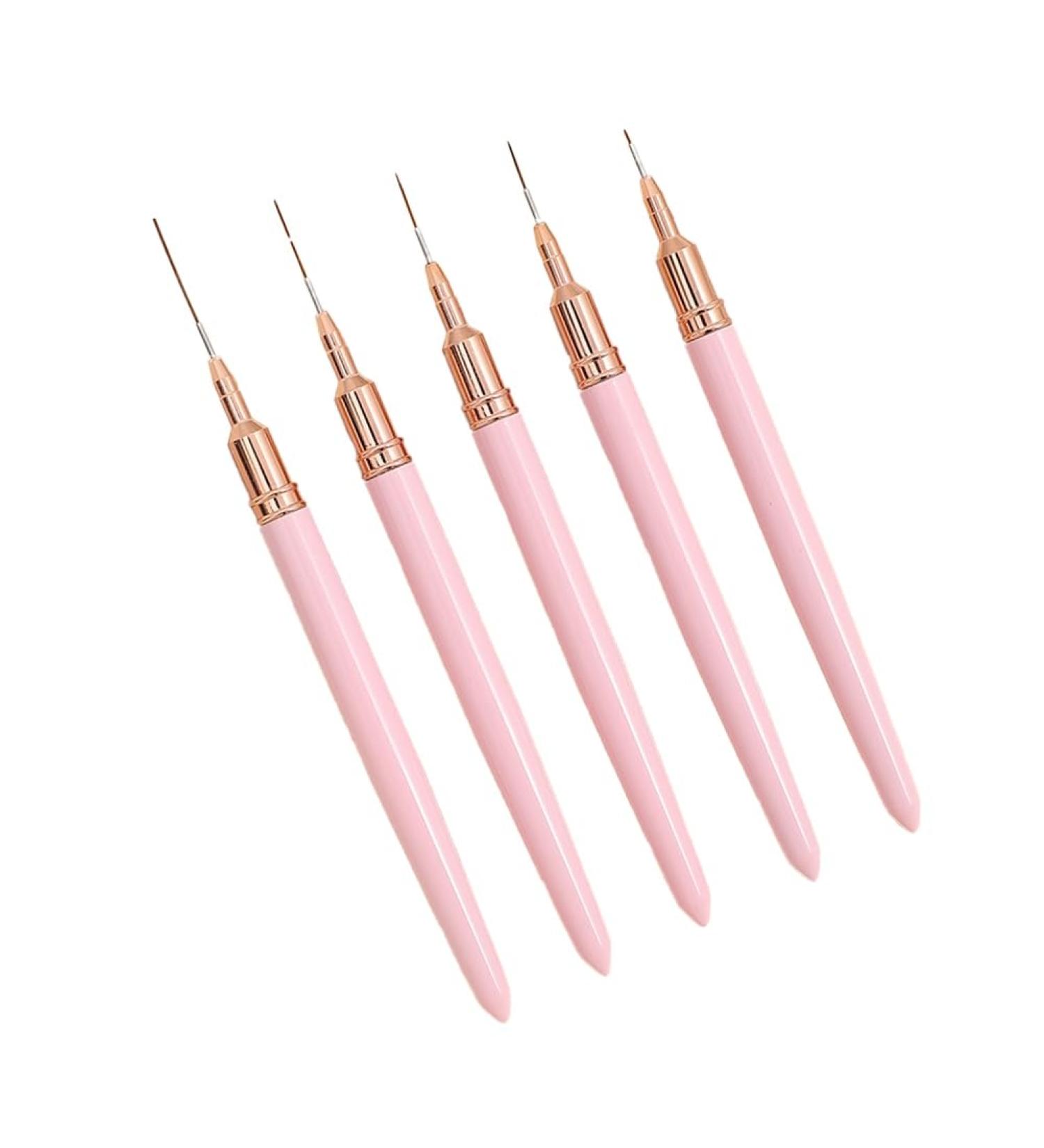Dewedrt 5PCS 7/9/11/15/25mm Nail Liner Brush Set UV Gel Nail Brushes Kits French Stripe Line Painting Drawing Flower Pen Tools A - Buy Online on GoSupps.com