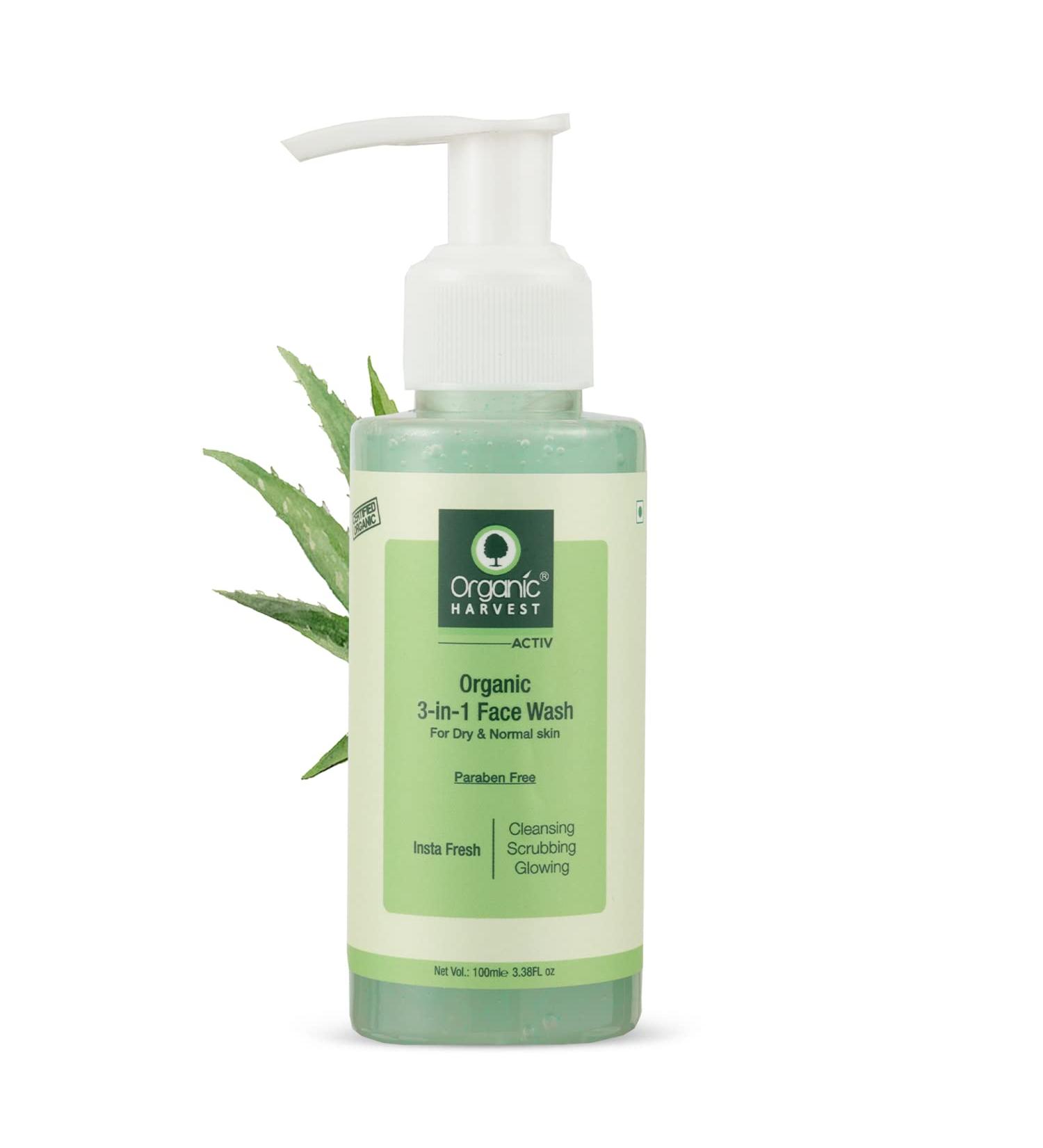 3-in-1 Organic Face Wash for Dry & Normal Skin | Daily Cleansing Scrubbing & Glowing | Paraben & Sulphate Free - 100 ml - Buy Online on GoSupps.com