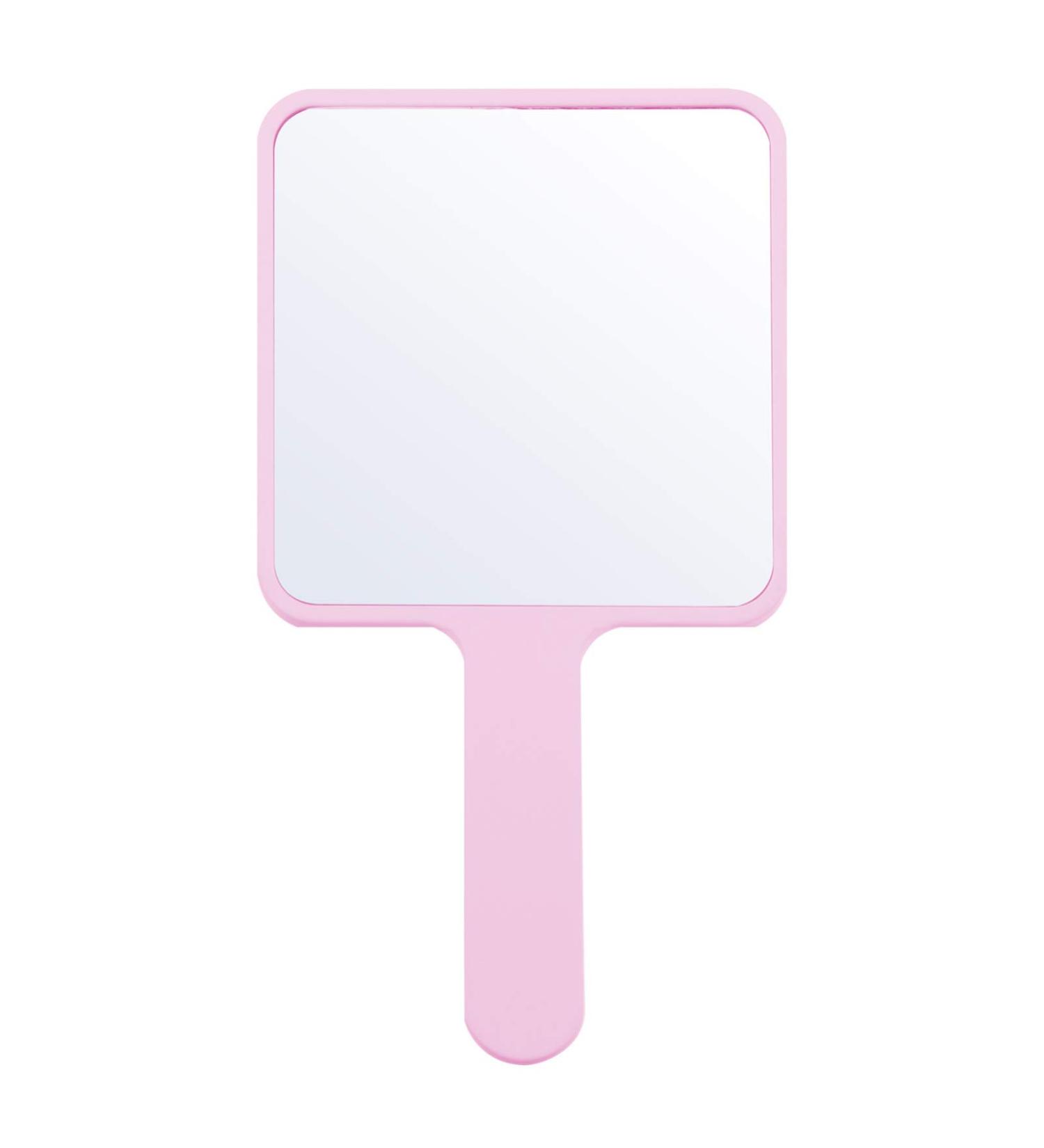 SOLUSTRE Square Hand Mirror - Pink | Handheld Cosmetic Mirror for Makeup, Salon & Hairdressing - Buy Online on GoSupps.com