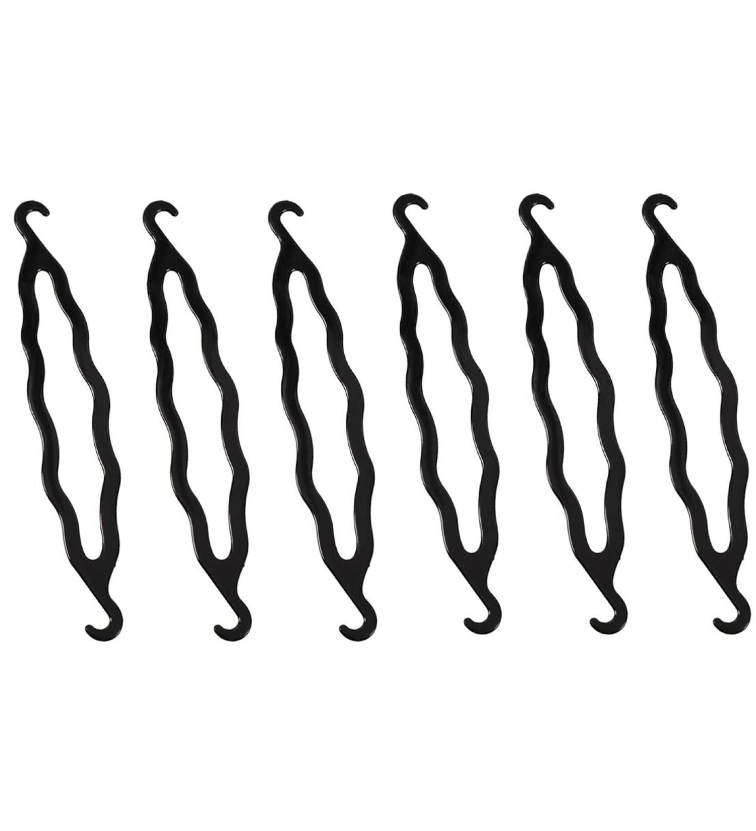 6 Pack Black Plastic Dutt Maker - Double Hook Hairstyling Tools for Twisted Braids Ponytails & More - Buy Online on GoSupps.com