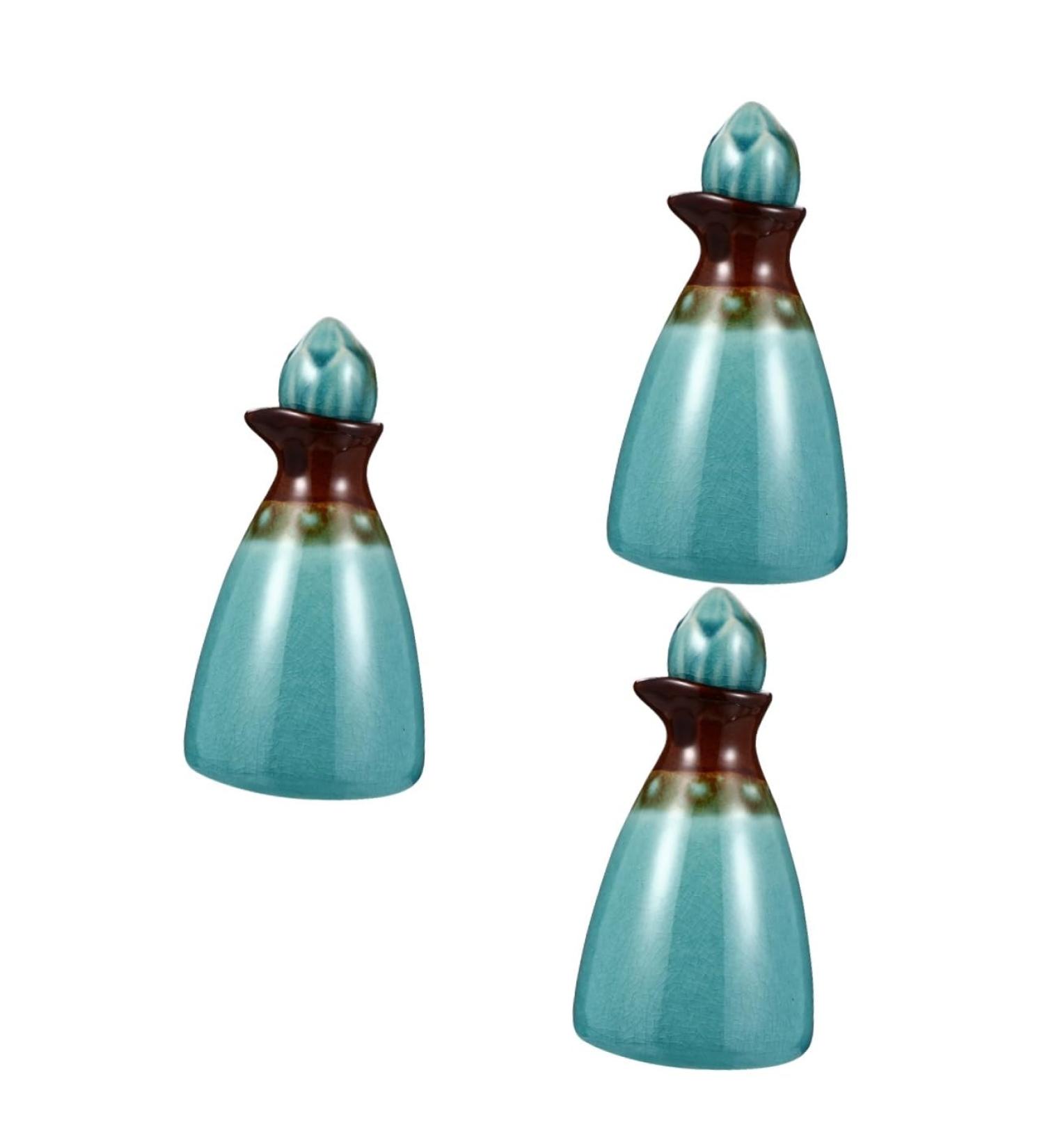 Zerodeko 3pcs Aromatherapy Essential Oil Bottle Set - Blue Ceramic 11x6cm - International Shipping - Buy Online on GoSupps.com