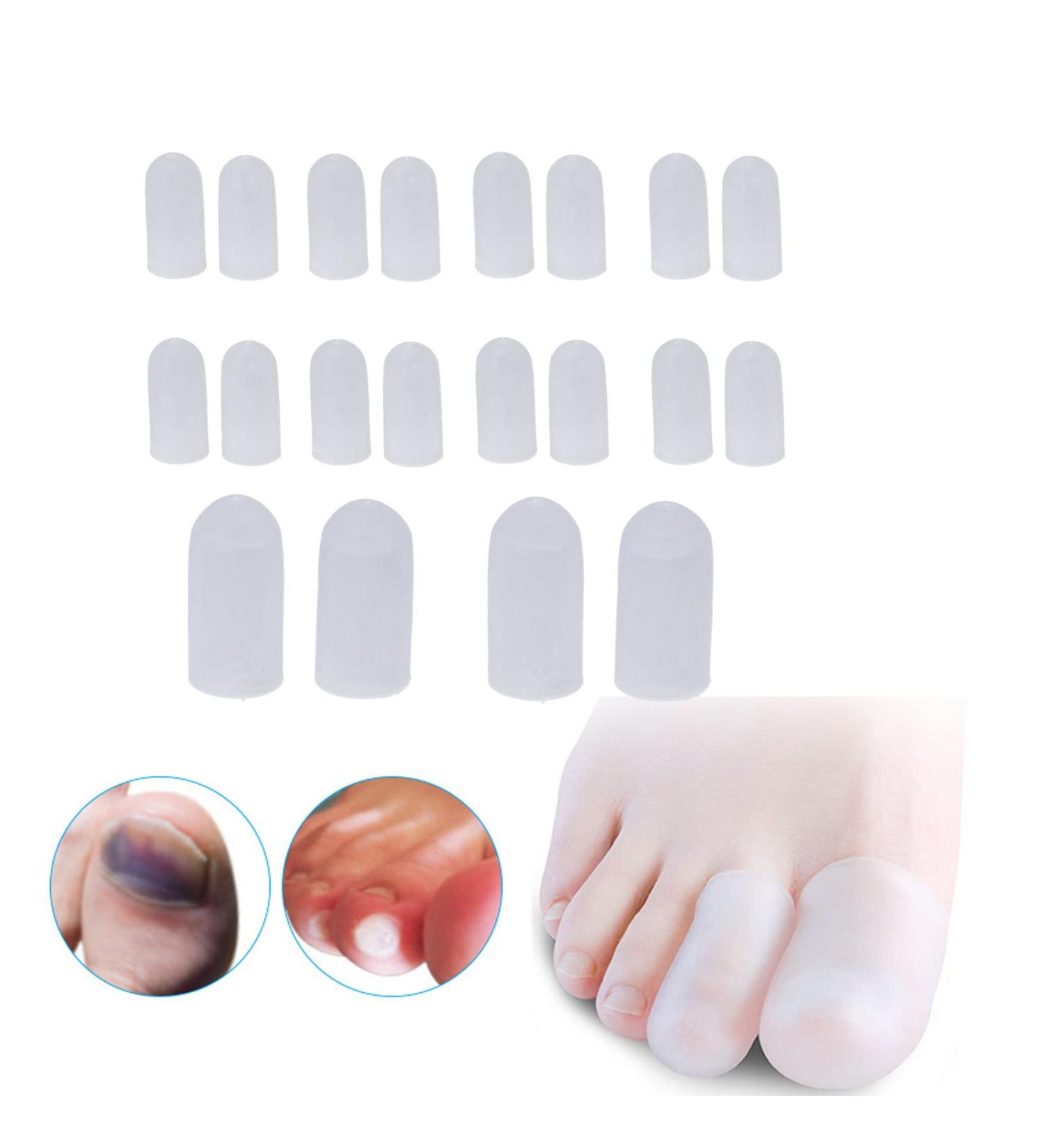 Soft Silicone Toe Protectors - Set of 10 Pairs | Prevent Friction, Hammer Toes, Blisters, Corns | Relief for Ingrown Toenails | Different Sizes with Holes - Buy Online on GoSupps.com