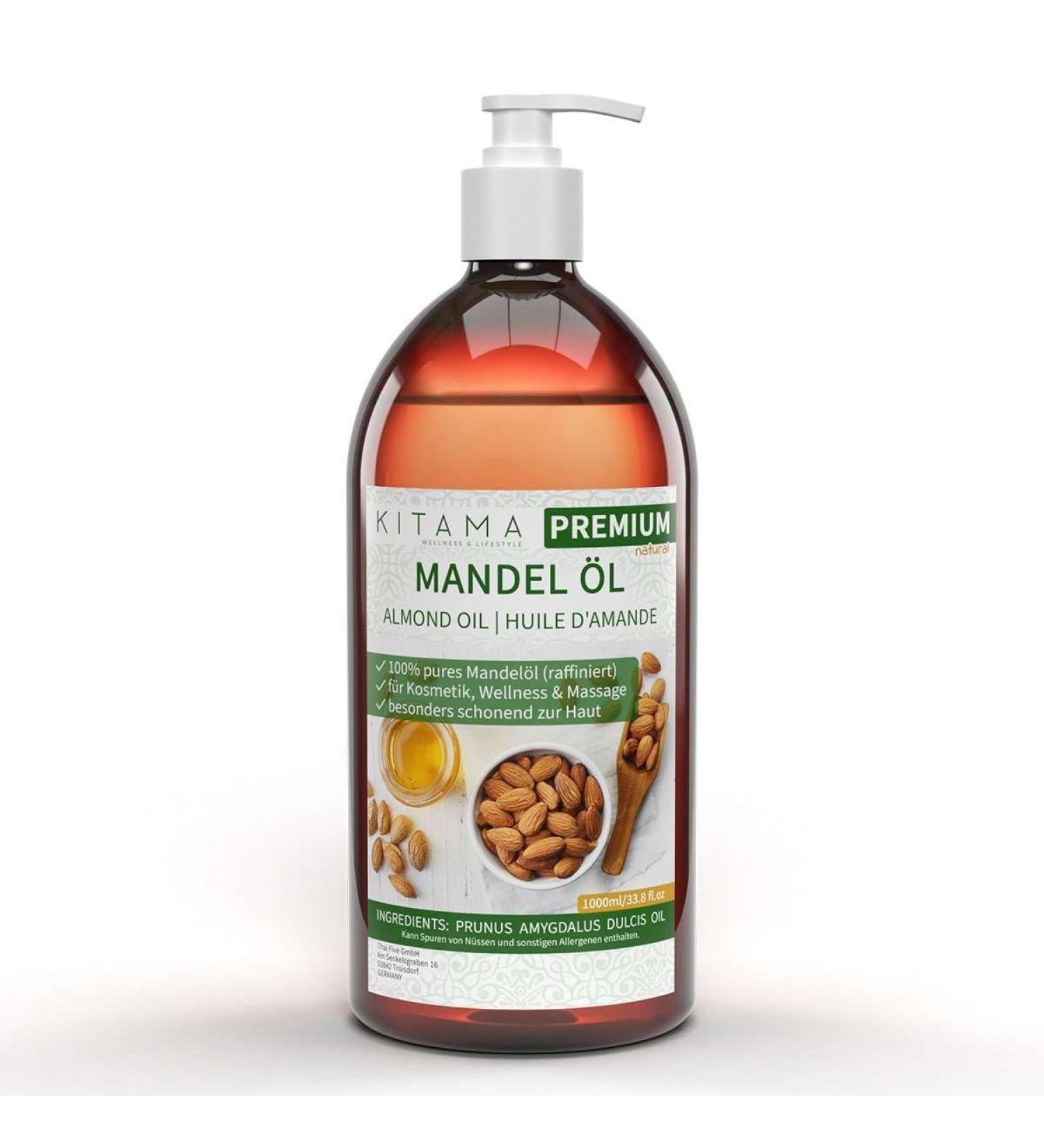 Kitama Almond Oil 100% Pure 1000ml - Natural Baby Oil & Skin Care - Ideal for Aromatherapy & Massage | Shop Now! - Buy Online on GoSupps.com