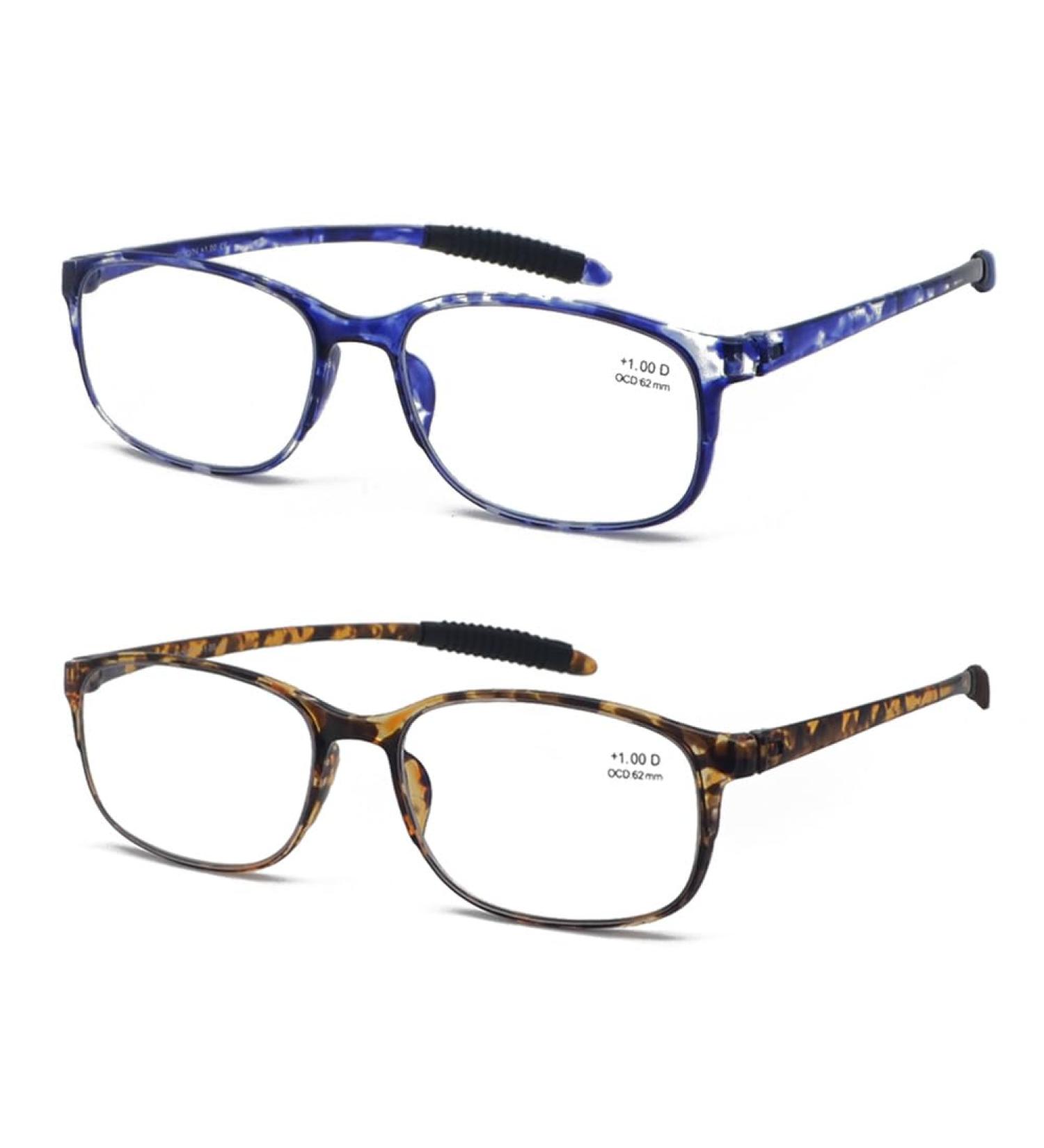 Mcoorn Reading Glasses - Flexible Light Anti-Blue 2-Pack with Cases for Men & Women - Tortoiseshell Designs (3.5x) - Buy Online on GoSupps.com