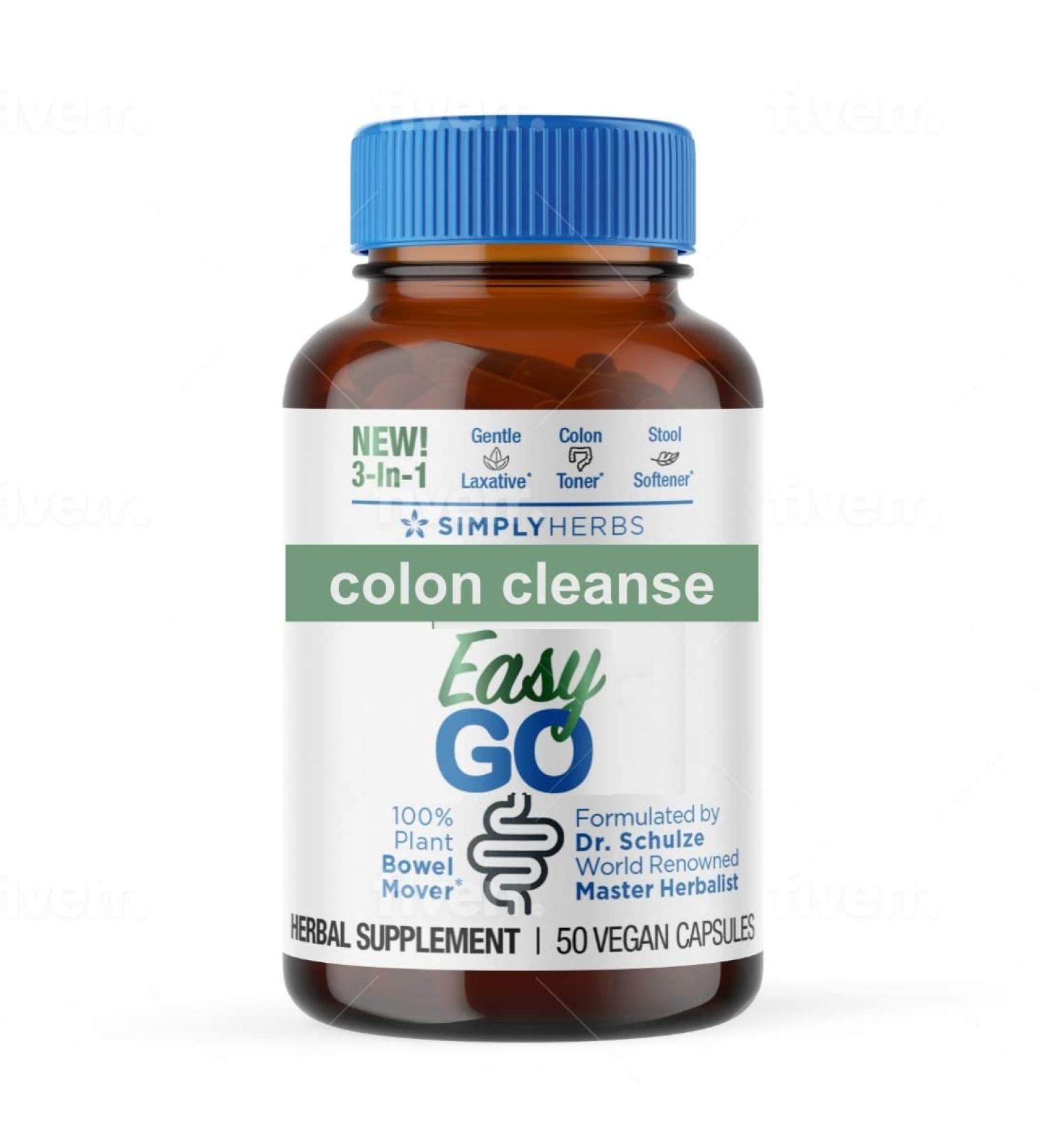 Dr. Schulze's Easy GO Bowel Mover - Gentle Laxative & Colon Toner | 100% Plant-Based Natural Cleanse - 50 Count Vegan Formula - Buy Online on GoSupps.com