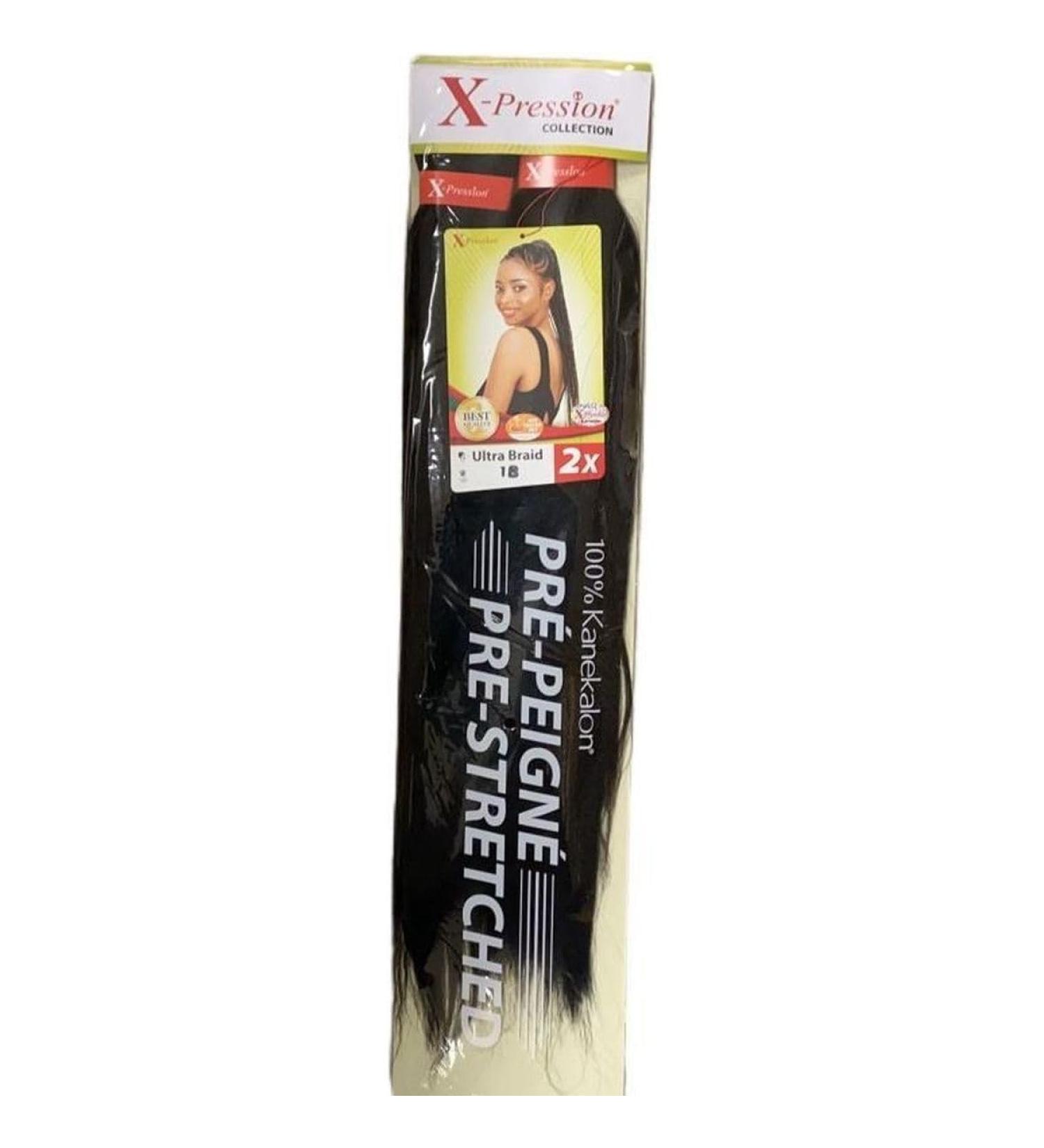 X PRESSIONS 2X 46'' PRE STRETCHED ULTRA BRAID colour (1B NATURAL black)