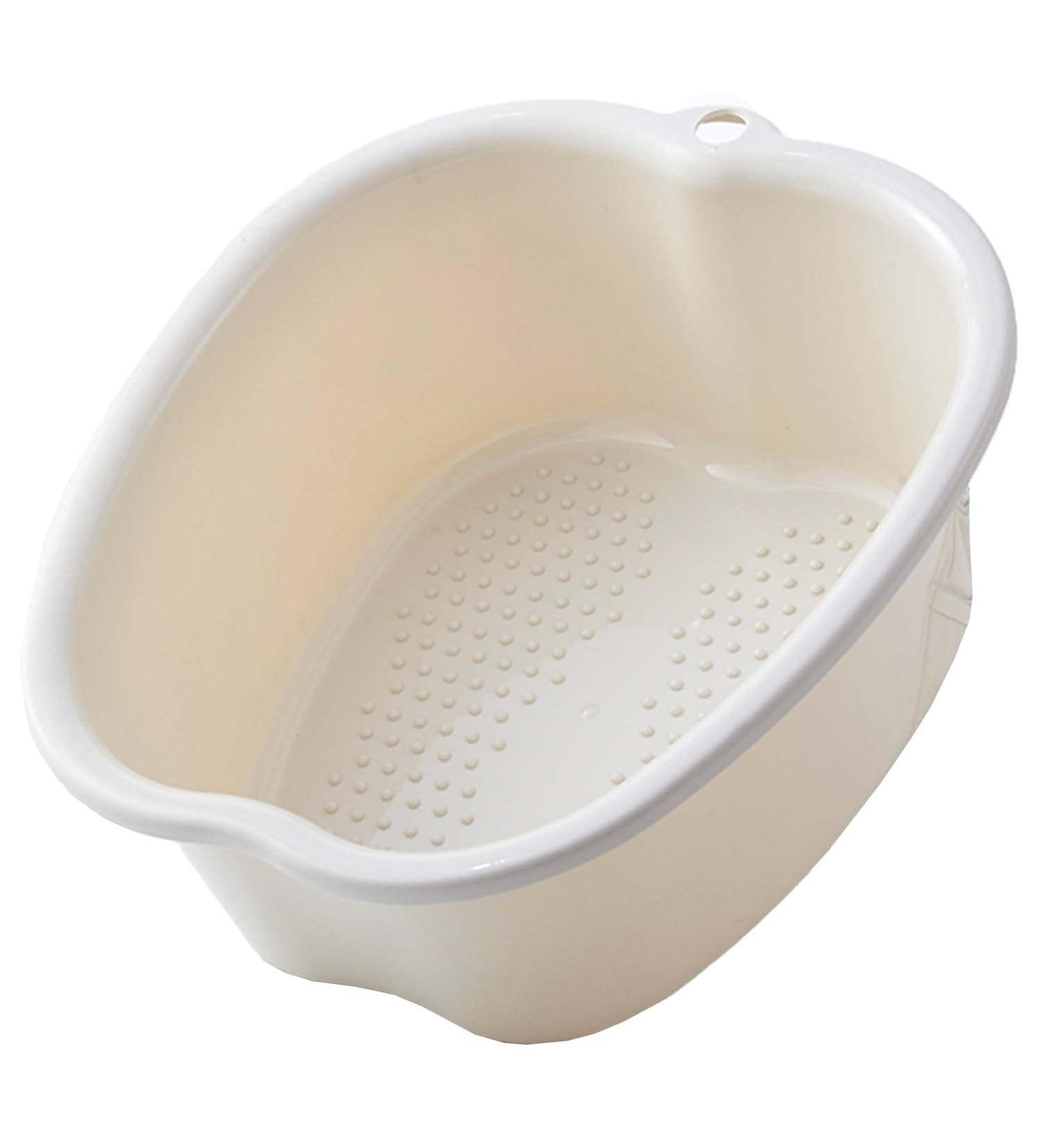 Portable Foot Soaking Basin and Massager - Sturdy Plastic Foot Bucket for Dead Skin Removal - Fits Men's Size 11 - White - Buy Online on GoSupps.com