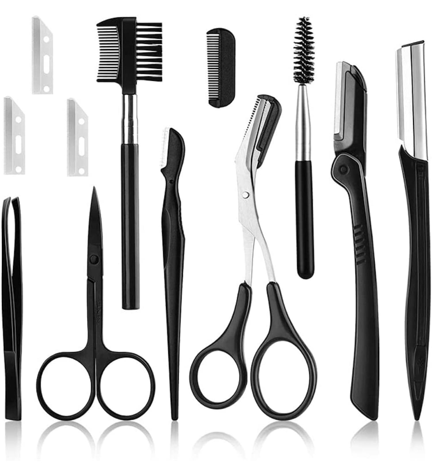 Eyebrow Razor,Professional 8in1 Eyebrow Trimmer Set for Women and Men, Eyebrow Set,Including Eyebrow Razor,Trimmer, Brush,Eyebrow comb, Eyebrow Scissors,Folding Razor,Scissors, Tweezers