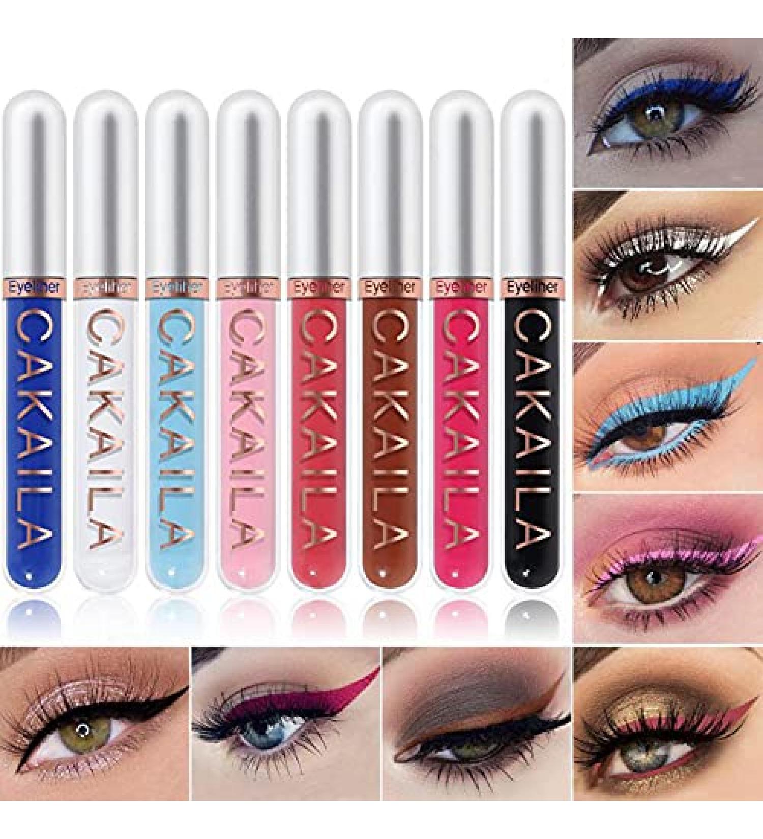 MEICOLY 8 Colors Liquid Eyeliner Set - Matte, Waterproof, Long Lasting Eye Liners in Black, White & Bright Colors - Buy Online on GoSupps.com
