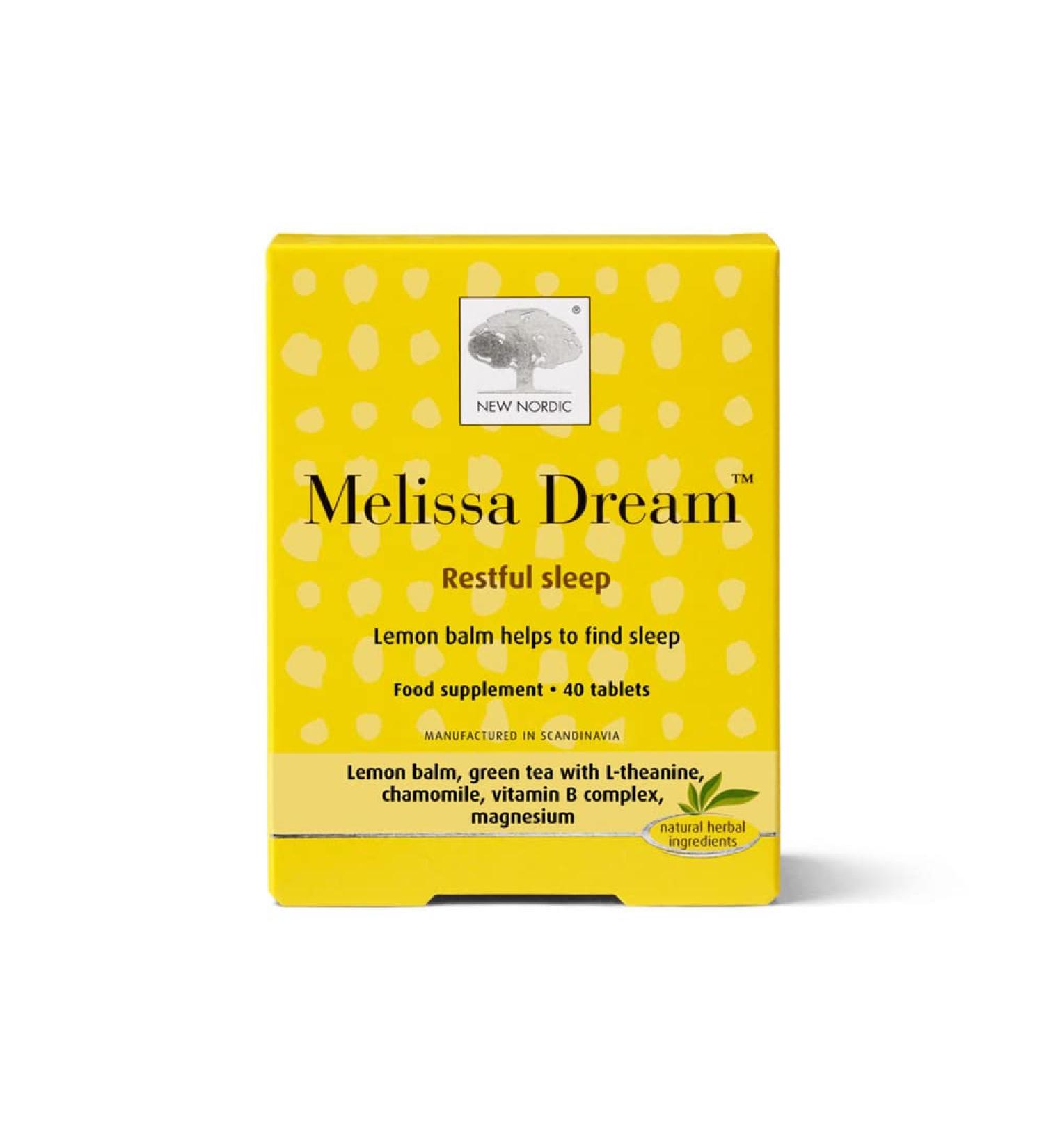 New Nordic Melissa Dream Herbal Sleeping Tablets 40 Pack - Natural Insomnia Relief - Natural Sleep Aid Tablets - Vegan Herbal Sleeping Tablets For Adults - Buy Online on GoSupps.com