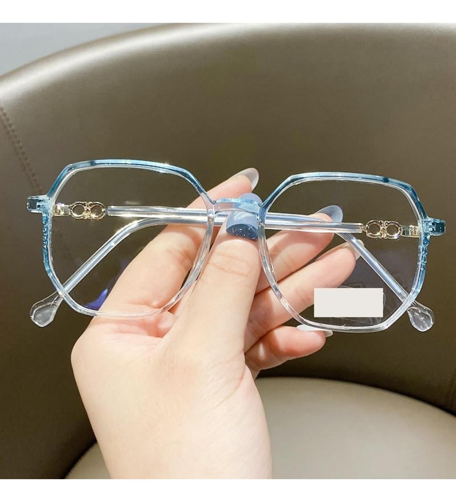 Fuqinqingoz anti-blue light computer reader oversized light reading glasses glasses anti-eye load flat light level (color: blue size: +150) +150 blue