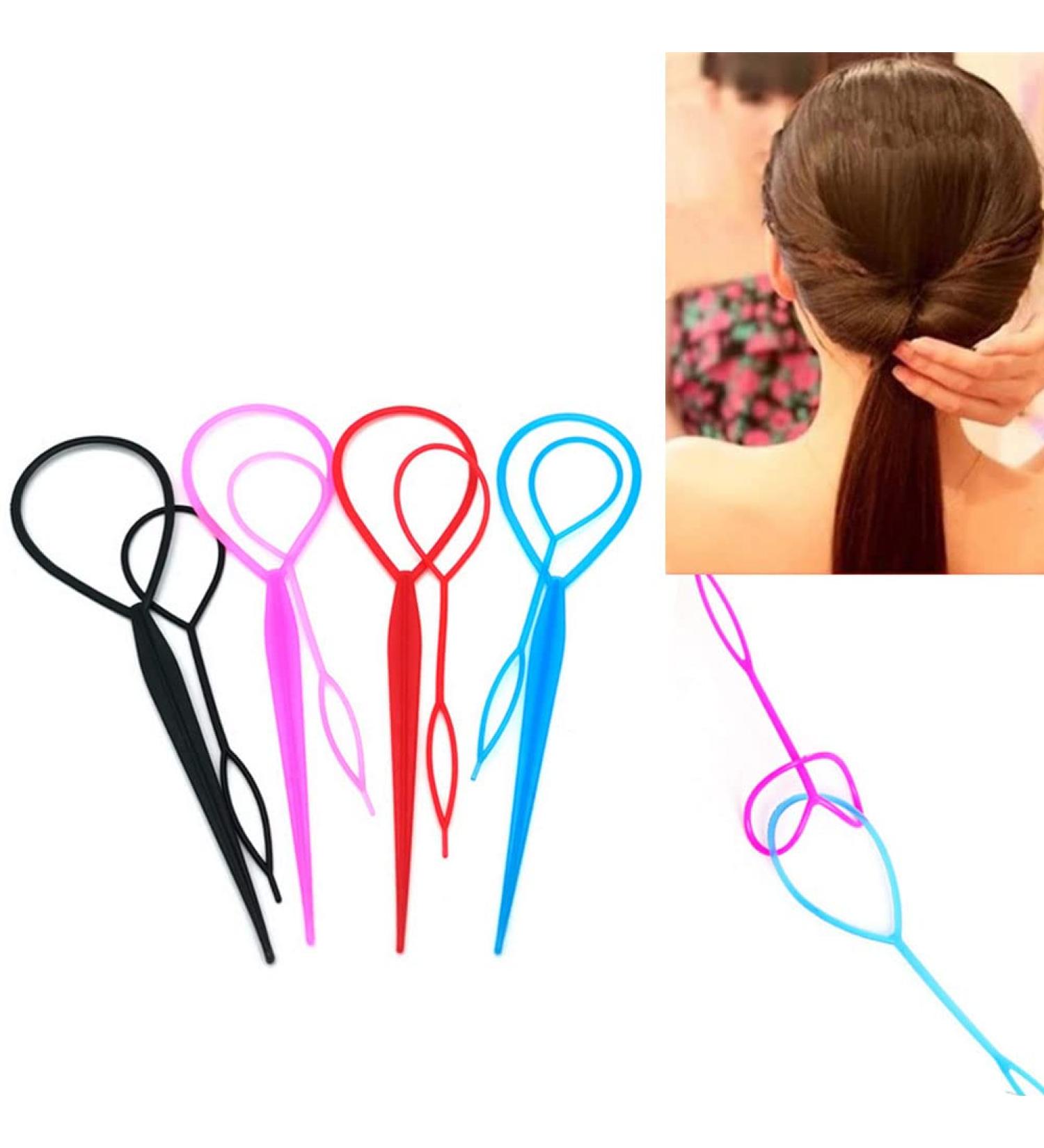 4 Pairs Hair Tail Tools Hair Braid Accessories Ponytail Maker for women Girs French Braid Tool Loop for Hair Styling (4 Colors Set) - Buy Online on GoSupps.com