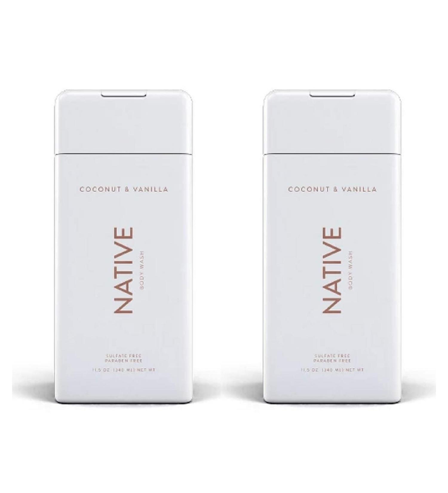 NATIVE Coconut & Vanilla Body Wash 2-PACK - 11.5 oz (340ml) for Hydrating - Buy Online on GoSupps.com
