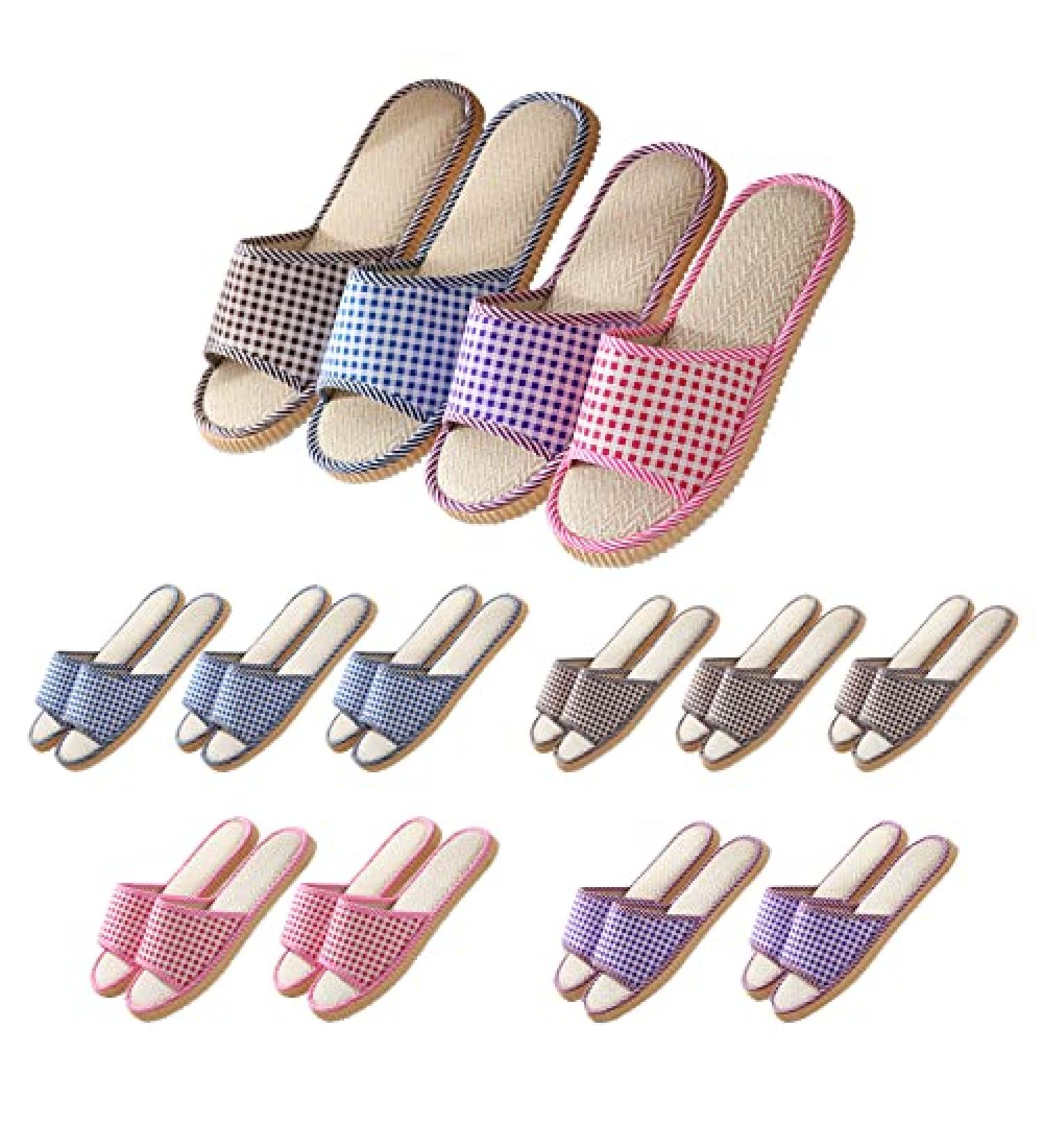 Washable Disposable House Slippers for Guests - Breathable Open Toe Indoor Spa Slipper - Universal Size - Pack of 10 (6 Large, 4 Medium) - Ideal for Home, Bedroom, Hotel, Travel - Buy Online on GoSupps.com