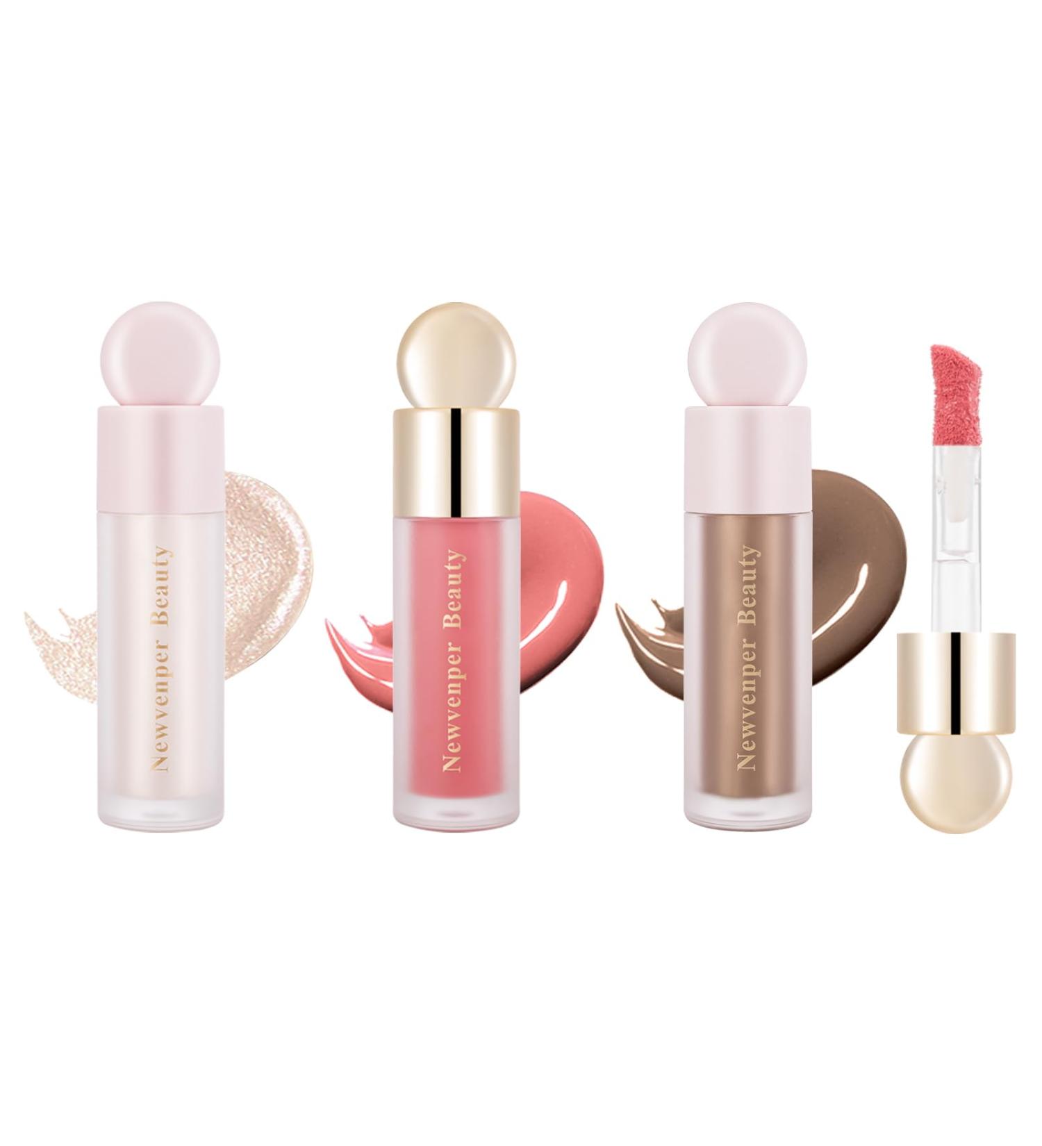Liquid Contour Liquid Highlighter Liquid Blush with Face Brush Long Lasting Smooth Lightweight Smudge Proof Contour+Blush+ Highlighter 2#+4#+7# 3.33 ml (Pack of 3) - Buy Online on GoSupps.com