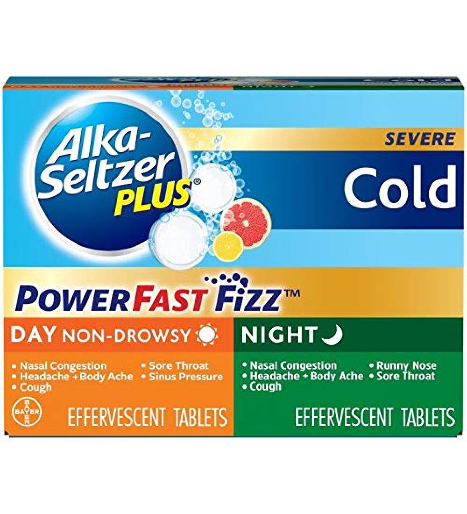 Alka-Seltzer Plus Severe Day + Night Cold PowerFast Fizz Effervescent Tablets 20ct - 20 Count Pack - Buy Online on GoSupps.com