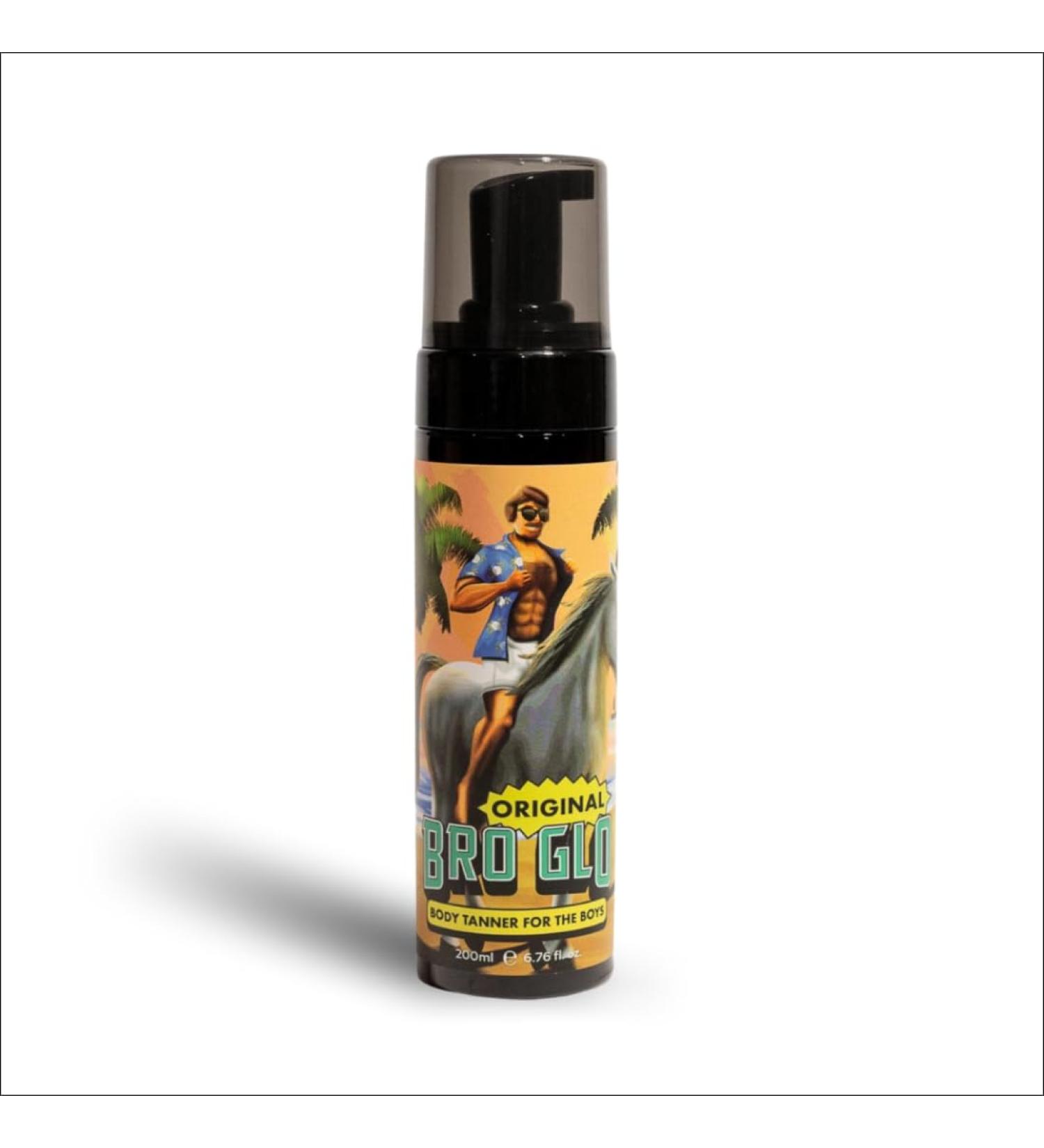 Bro Glo Self Tanner for The Boys - Quick Application Foam Mousse Easy Sunless Tan For Face and Body Oil Free Water Based Faster Skin Drying Natural Sun Kissed Bronze Color Perfect Men - 6.76 FL oz Body Tanner - V.2 - Buy Online on GoSupps.com