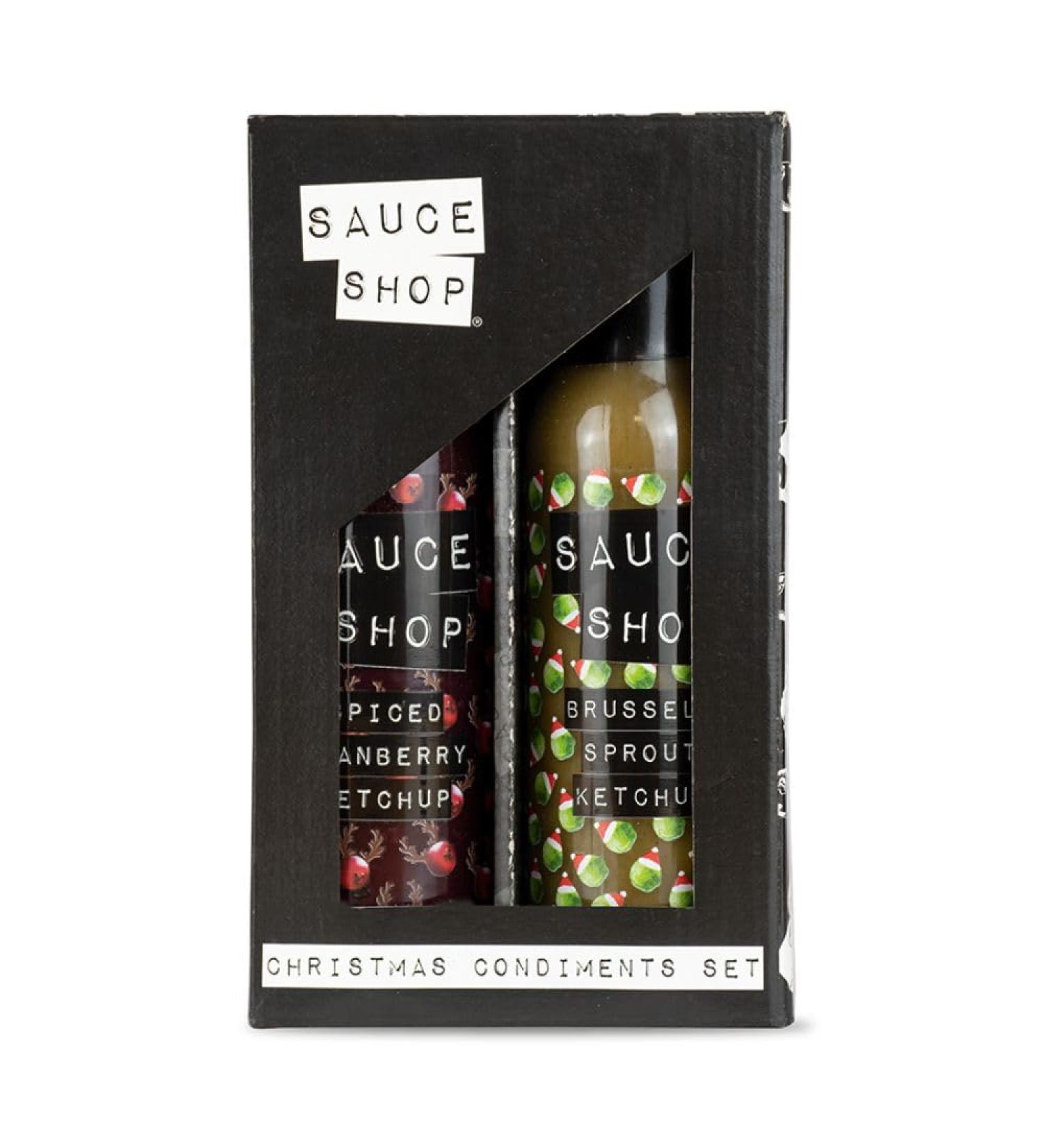 Sauce Shop Christmas Condiments Duo Gift Set - Spiced Cranberry Ketchup and Brussels Sprout Ketchup 260g each - Buy Online on GoSupps.com