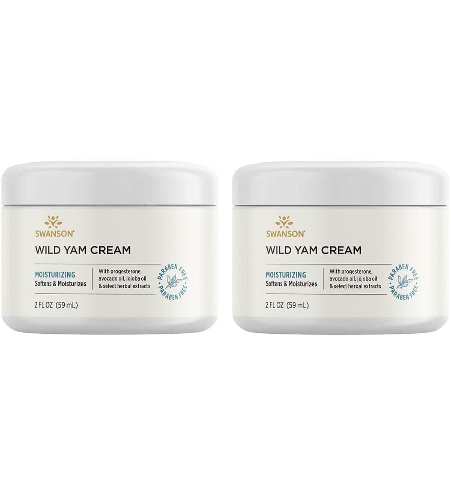 Swanson Wild Yam Cream for Women - Perimenopause & Menopause Support - Women's Health Balm - Paraben-Free Comfort & Wellness - 2 fl. oz. Jar (2 Pack) - Buy Online on GoSupps.com