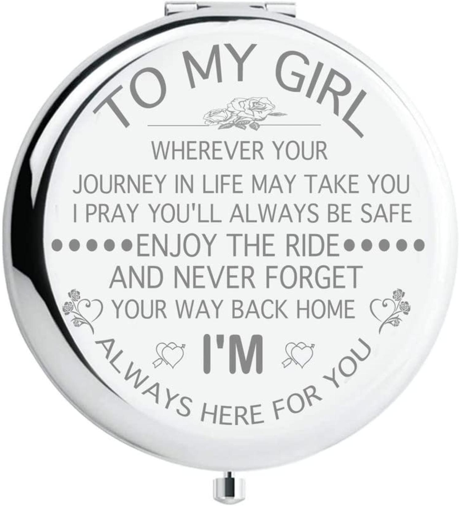 Silver Pocket Mirror for Women - Daughter's Birthday & Graduation Gift from Mom and Dad - Buy Online on GoSupps.com