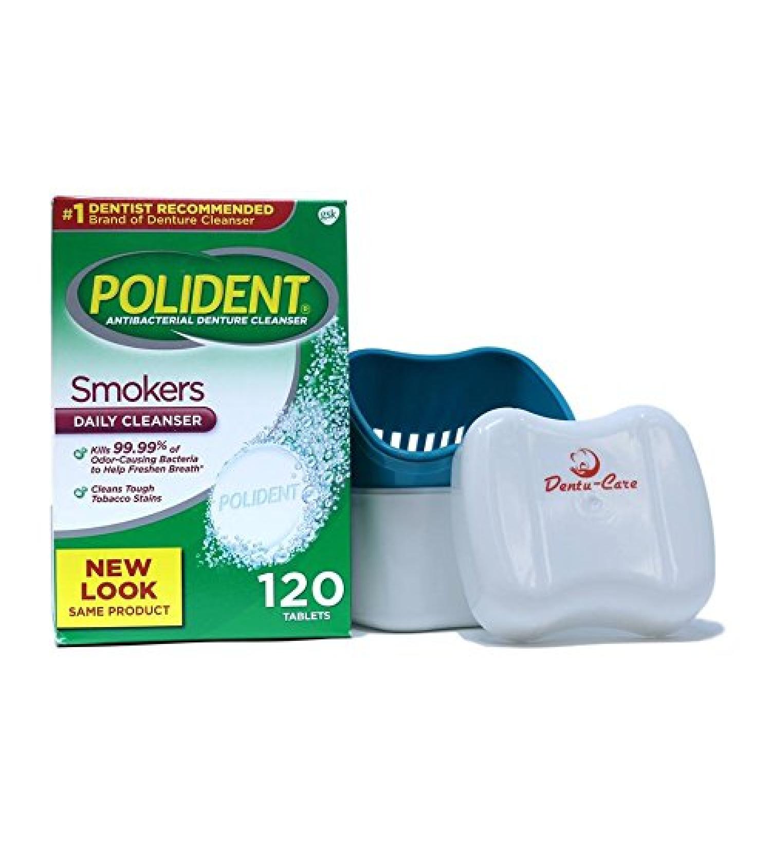 Denture Cleaner for Smokers 120 Tablets Bundle with Dentu-Care Cleaning Cup Case - Buy Online on GoSupps.com
