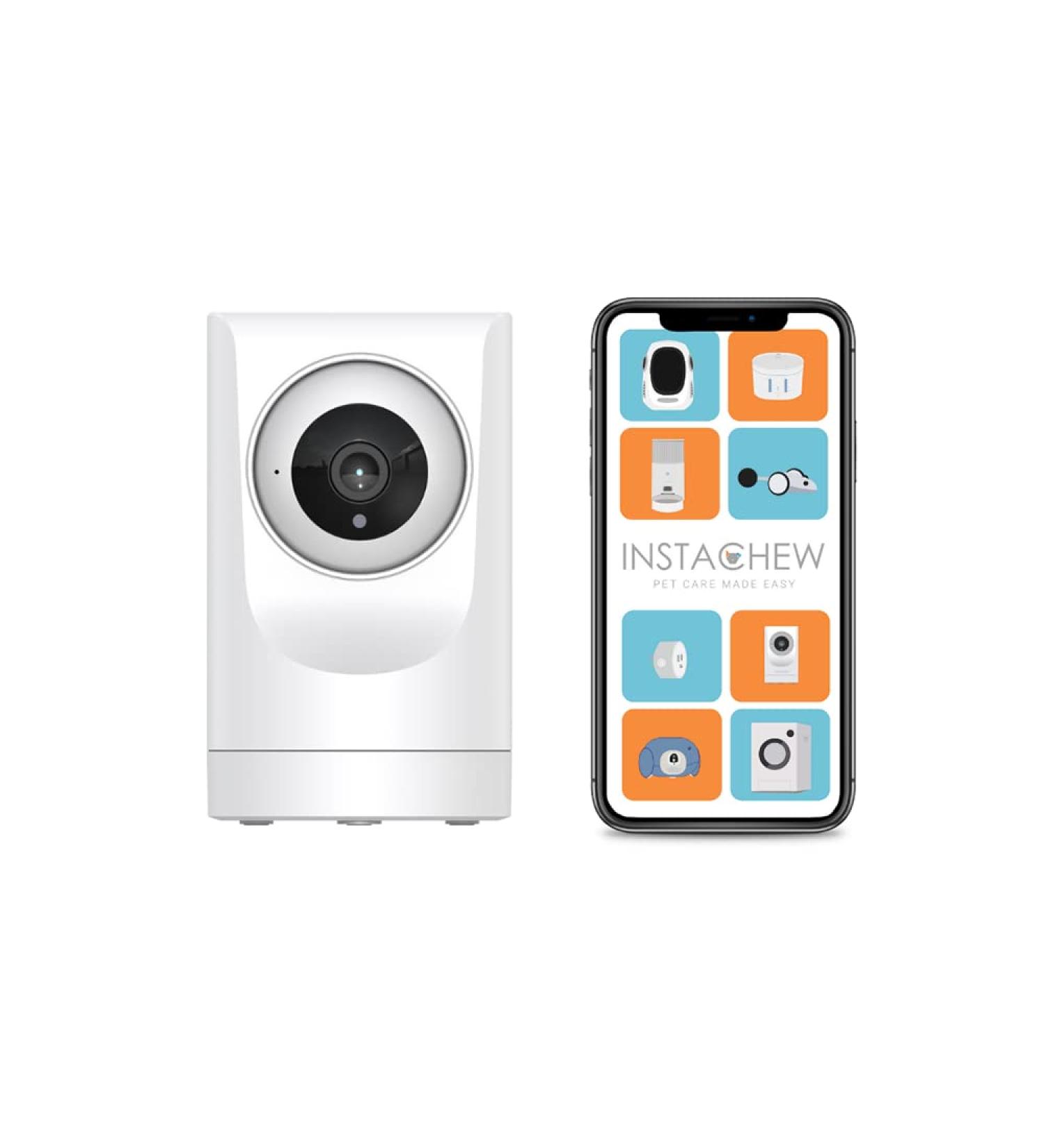 INSTACHEW Puresight 360 Rotation 1080p HD Pet Camera - Phone App, Night Vision, Baby/Pet Monitoring, Home Security, 2 Way Audio - Cloud Storage - White - Buy Online on GoSupps.com