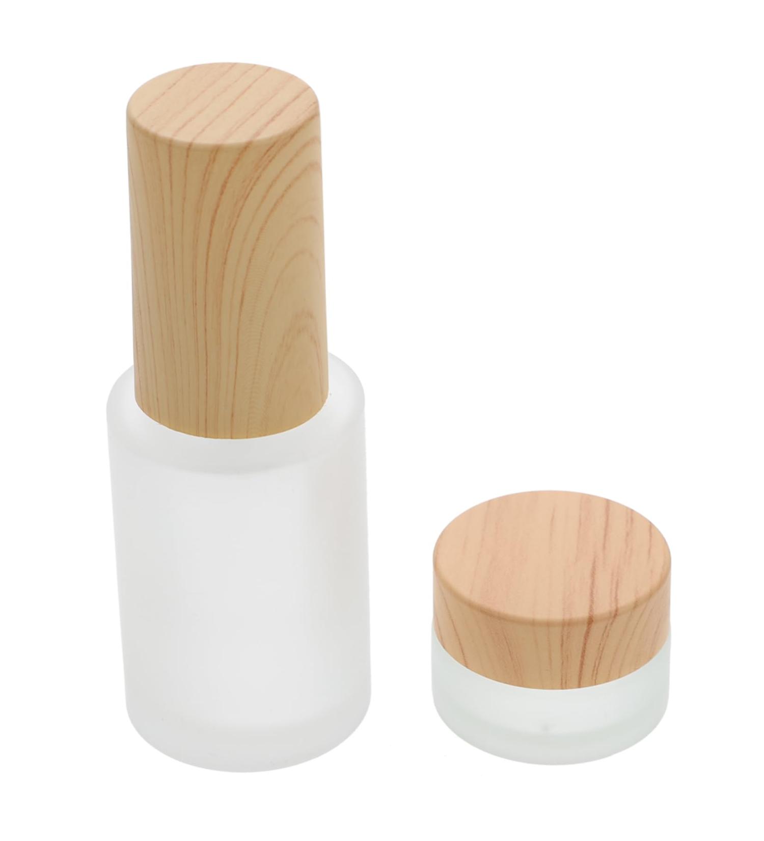 POPETPOP 1 Set Manicure Tools Push down Dispenser Bottle Cosmetic Bottle Makeup Remover Bottle Nail Polish Remover Container Empty Cosmetic Jars Glass Wooden Multipurpose Travel 10X3.5X3.5CM Yellow - Buy Online on GoSupps.com