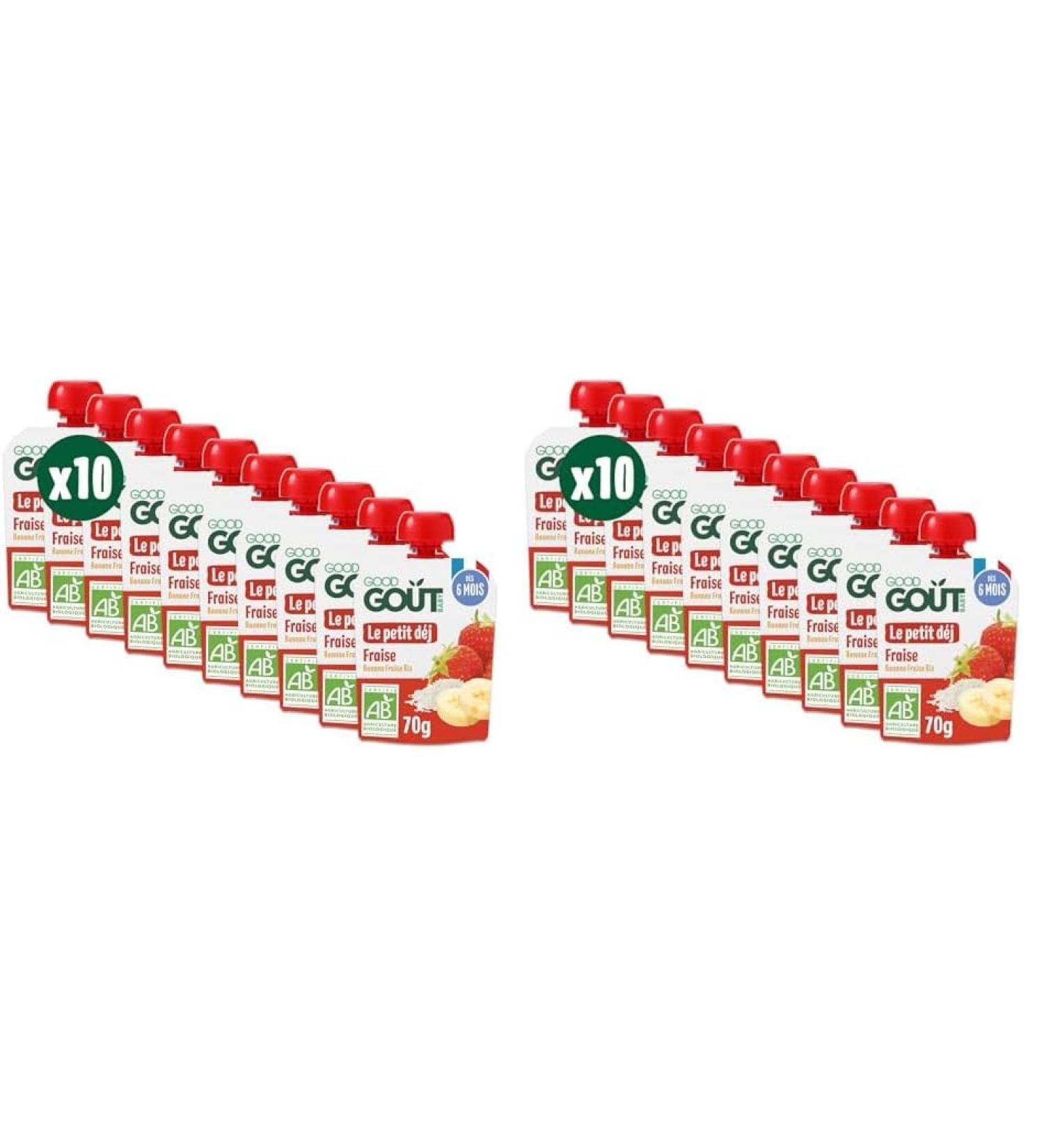 GOOD GO T - Petit D j Fraise - Gourde Pour B b - D s 6 Mois - Format Nomade - Sans Sucres Ajout s - 10x70g (Lot de 2) - Buy Online on GoSupps.com