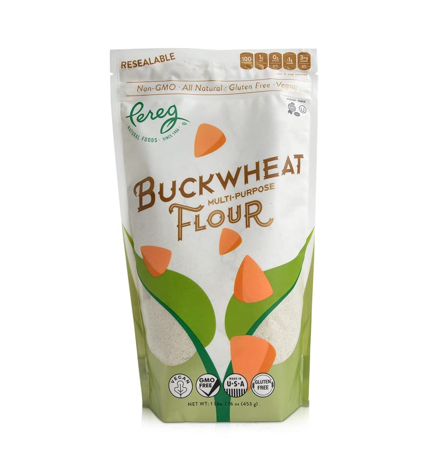 Pereg Buckwheat Flour (16 Oz) - Gluten-Free Wheat Flour Alternative for Baking Cookies and Cakes - Non-GMO - Buy Online on GoSupps.com