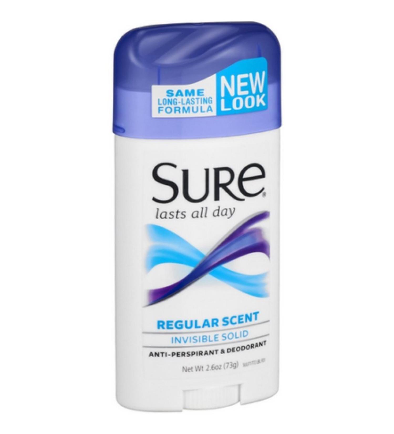 Sure Deodorant 2.6 Ounce Invisible Solid Regular (76ml) (3 Pack)