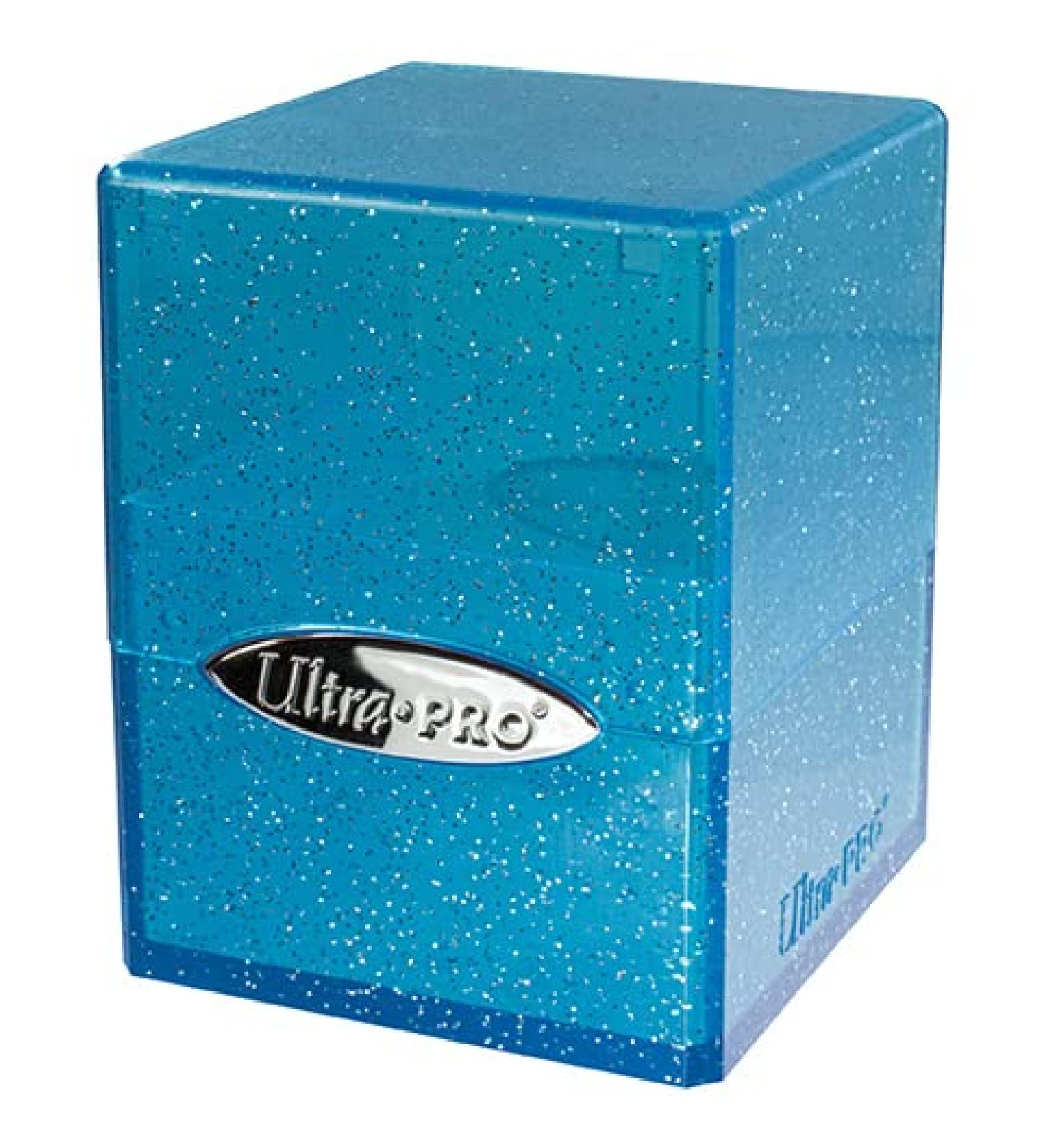 Ultra Pro - Satin Cube 100+ Card Deck Box (Glitter Blue) - Protect Your Gaming Cards, Sports Cards or Collectible Cards In Stylish Glitter Deck Box, Perfect for Safe Traveling