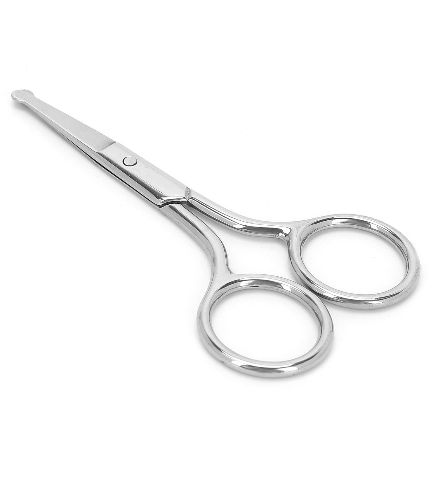 Stainless Steel Eyebrow Scissors & Nose Hair Trimmer for Men - Rounded Tip Grooming Tool for Eyebrows Nose Moustache & Beard - Buy Online on GoSupps.com