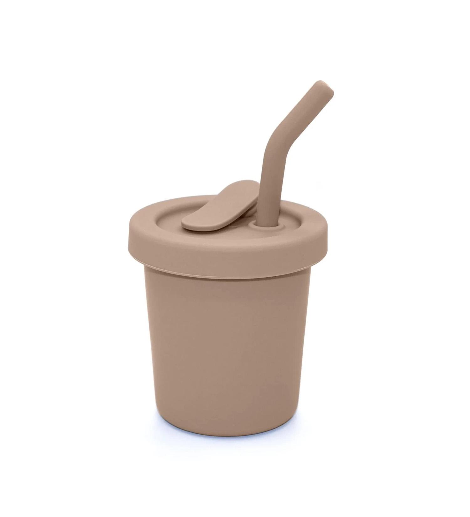 Silicone 6 Oz Straw Cup in Almond | Spill-Proof & Non-Slip | Dishwasher Safe - Buy Online on GoSupps.com