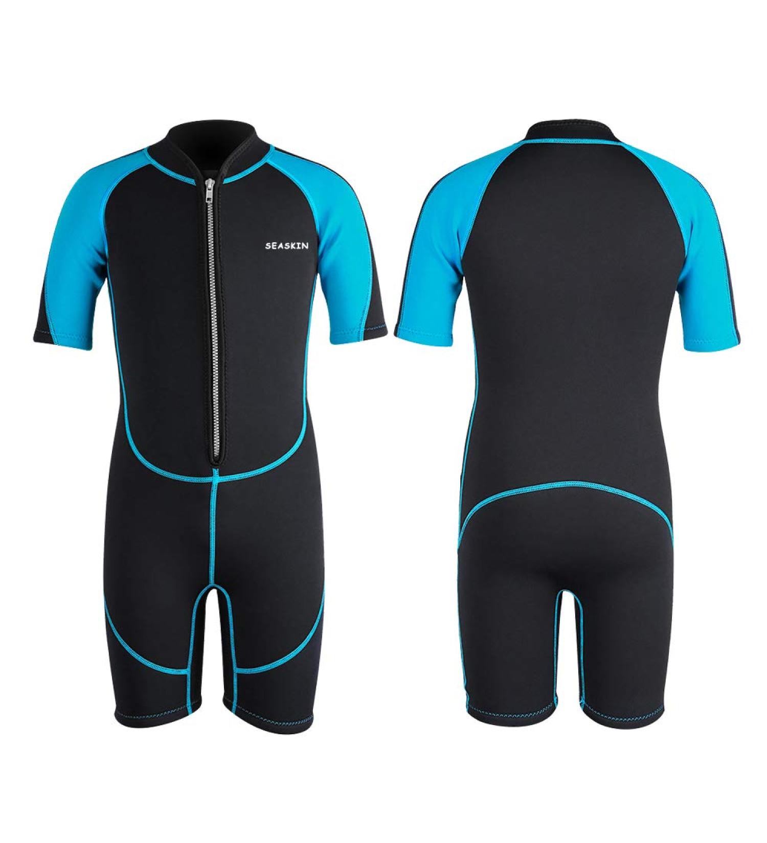 Seaskin Kids Wetsuit | 2mm Front Zip Shorty & 3mm Back Zip Full Suit for Boys, Girls, Toddlers | Neoprene Thermal Swimsuits for Diving, Surfing, Swim Lessons - Buy Online on GoSupps.com