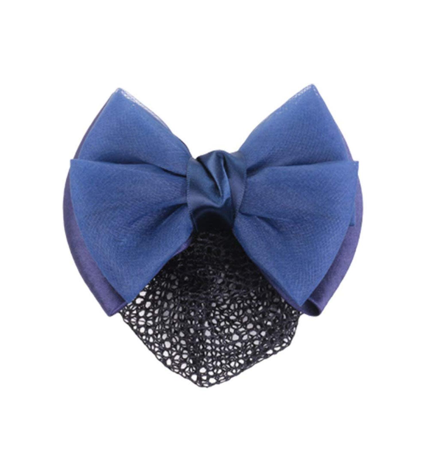 Bowknot Snood Net Barrette Hair Clip Bow Bun Cover Elastic Women Lady Hair Accessories Decor (Dark Blue) - Buy Online on GoSupps.com