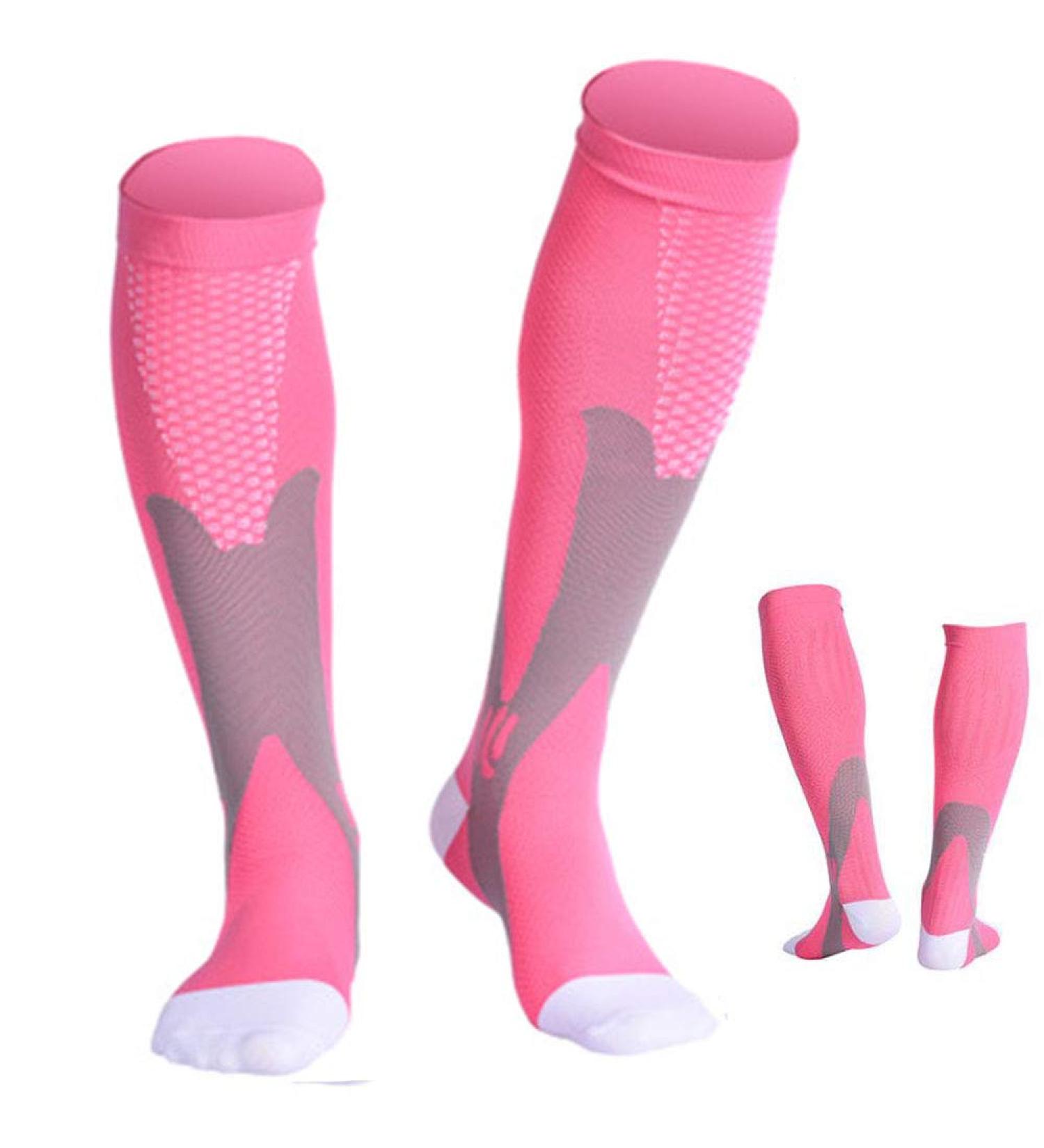ZLYJ Sports Compression Socks - 20-30 mmHg for Men & Women - Running Cycling Mountaineering - Pink - 2 Pairs - Buy Online on GoSupps.com