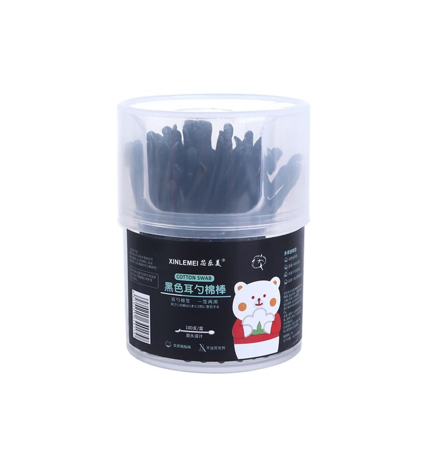 Vctitil Disposable Cotton Swabs - Double-Headed Ear Spoons & Nail Art Sticks - Black Cotton Pads for Ear Cleaning & Beauty Care - International Shipping Available - Buy Online on GoSupps.com